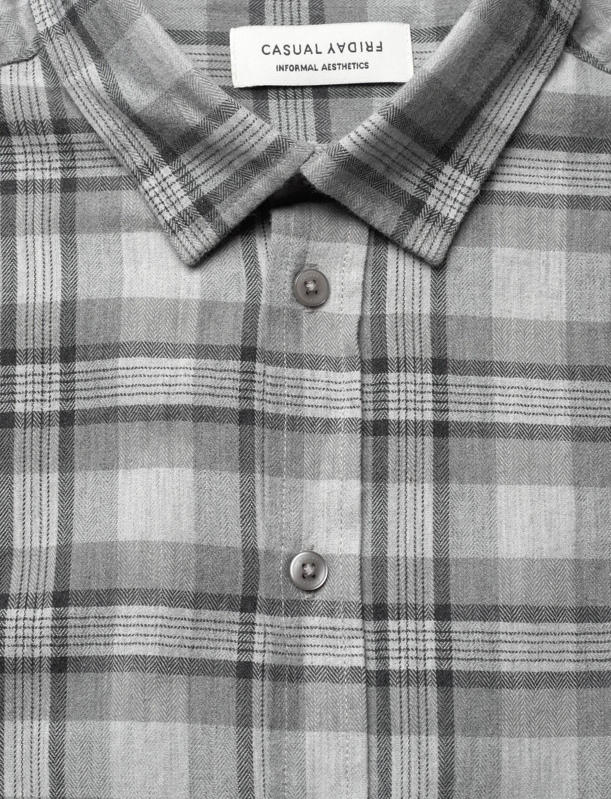 Casual Friday - CFANTONS 0159 checked brushed shirt - mid grey melange - 2