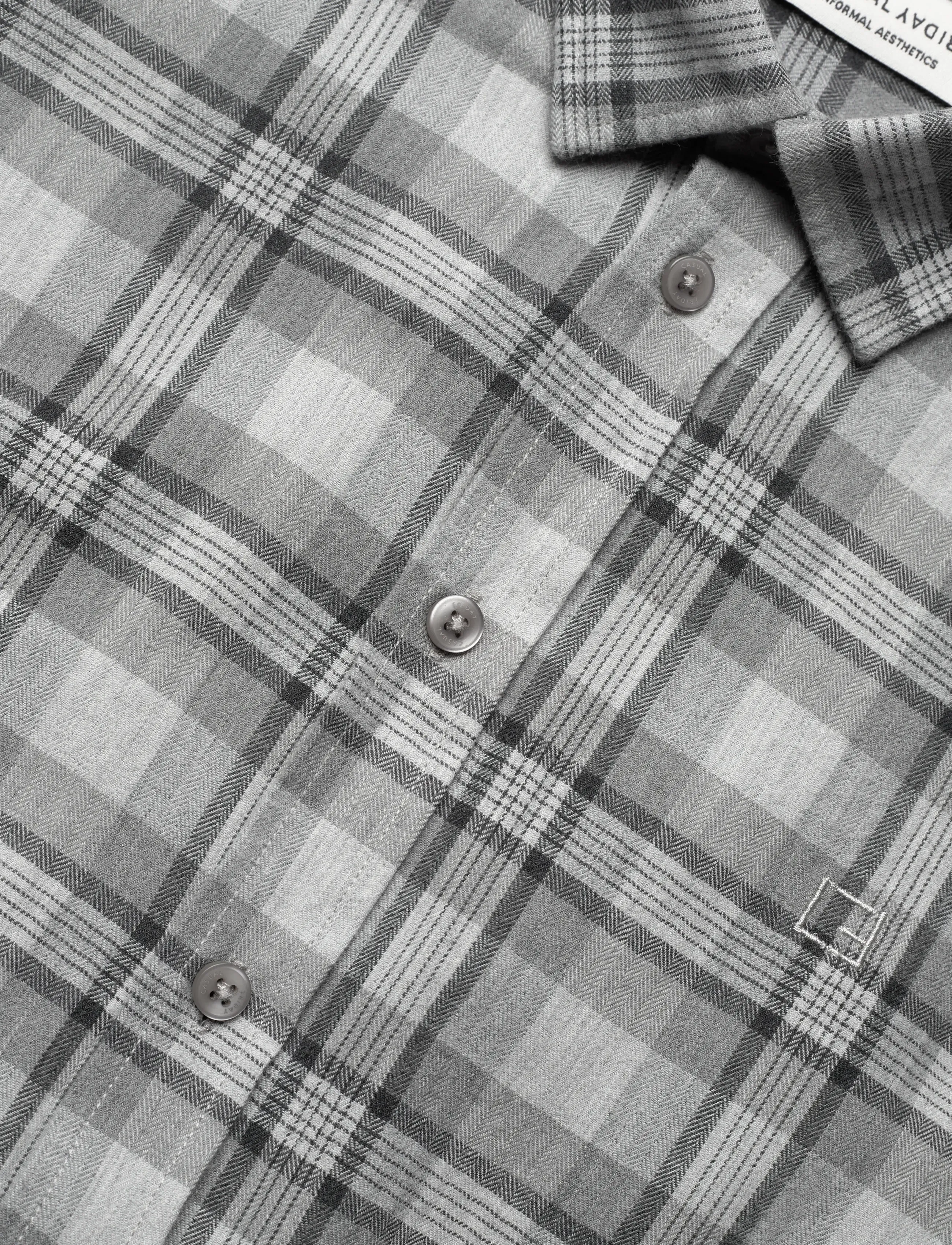Casual Friday - CFANTONS 0159 checked brushed shirt - mid grey melange - 3