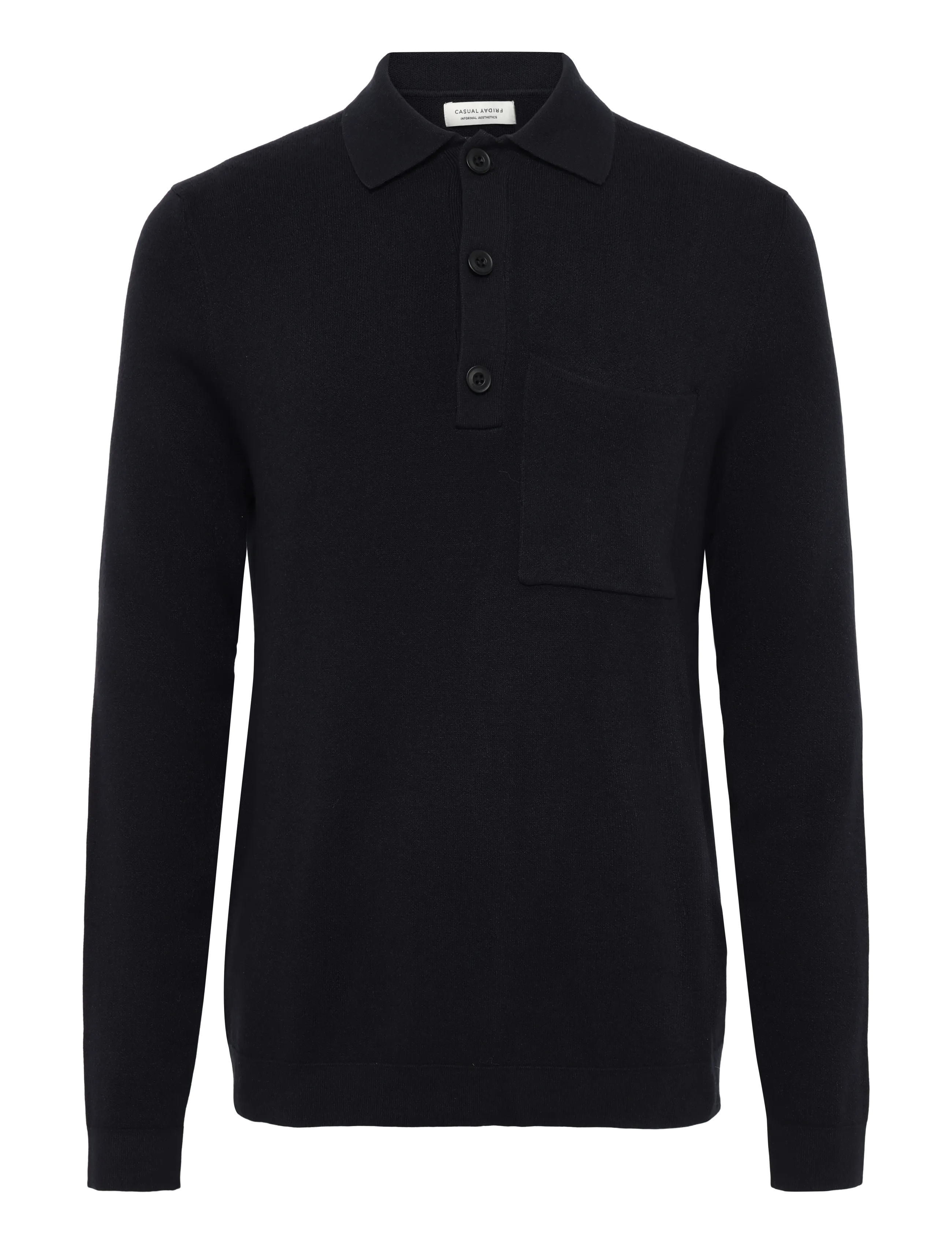 Casual Friday CFINGMAR 0224 knitted polo - Langärmelige gestrickte Polohemden - DARK NAVY MELANGE / navy