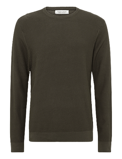 Casual Friday CFBENSON 0225 structured crew neck - Round Necks - BLACK OLIVE / khaki/green