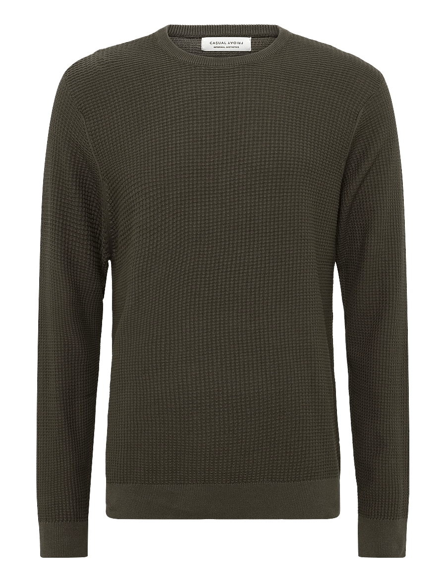 Casual Friday - CFBENSON 0225 structured crew neck - black olive - 0