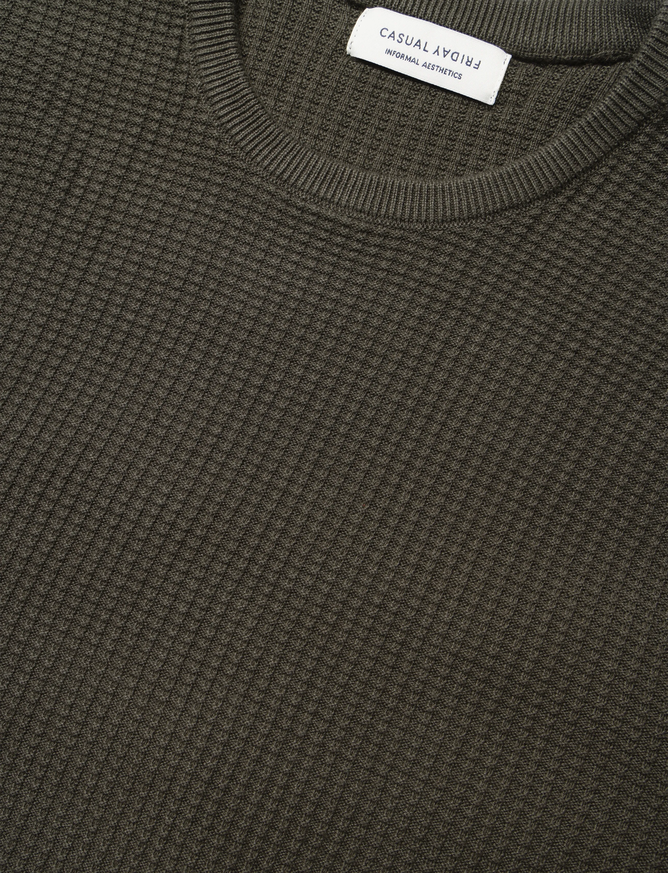 Casual Friday - CFBENSON 0225 structured crew neck - black olive - 2