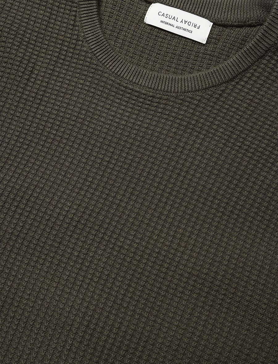 Casual Friday - CFBENSON 0225 structured crew neck - black olive - 2