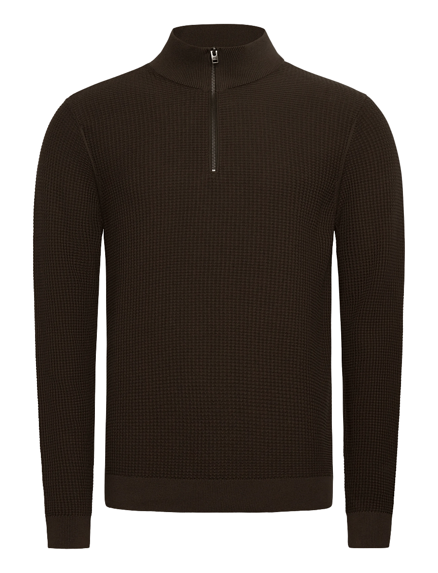 Casual Friday - CFVISTI 0225 structured halfzip kni - pullover mit halbem reißverschluss - black olive - 0