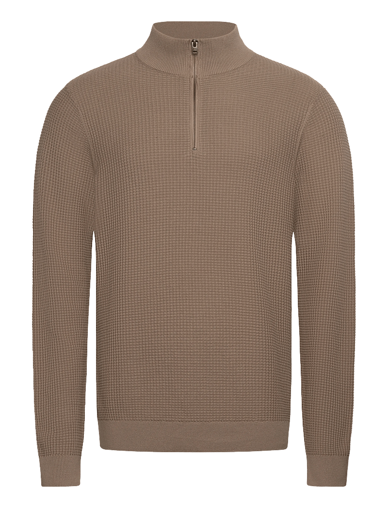 Casual Friday - CFVISTI 0225 structured halfzip kni - pullover mit halbem reißverschluss - roasted cashew - 0