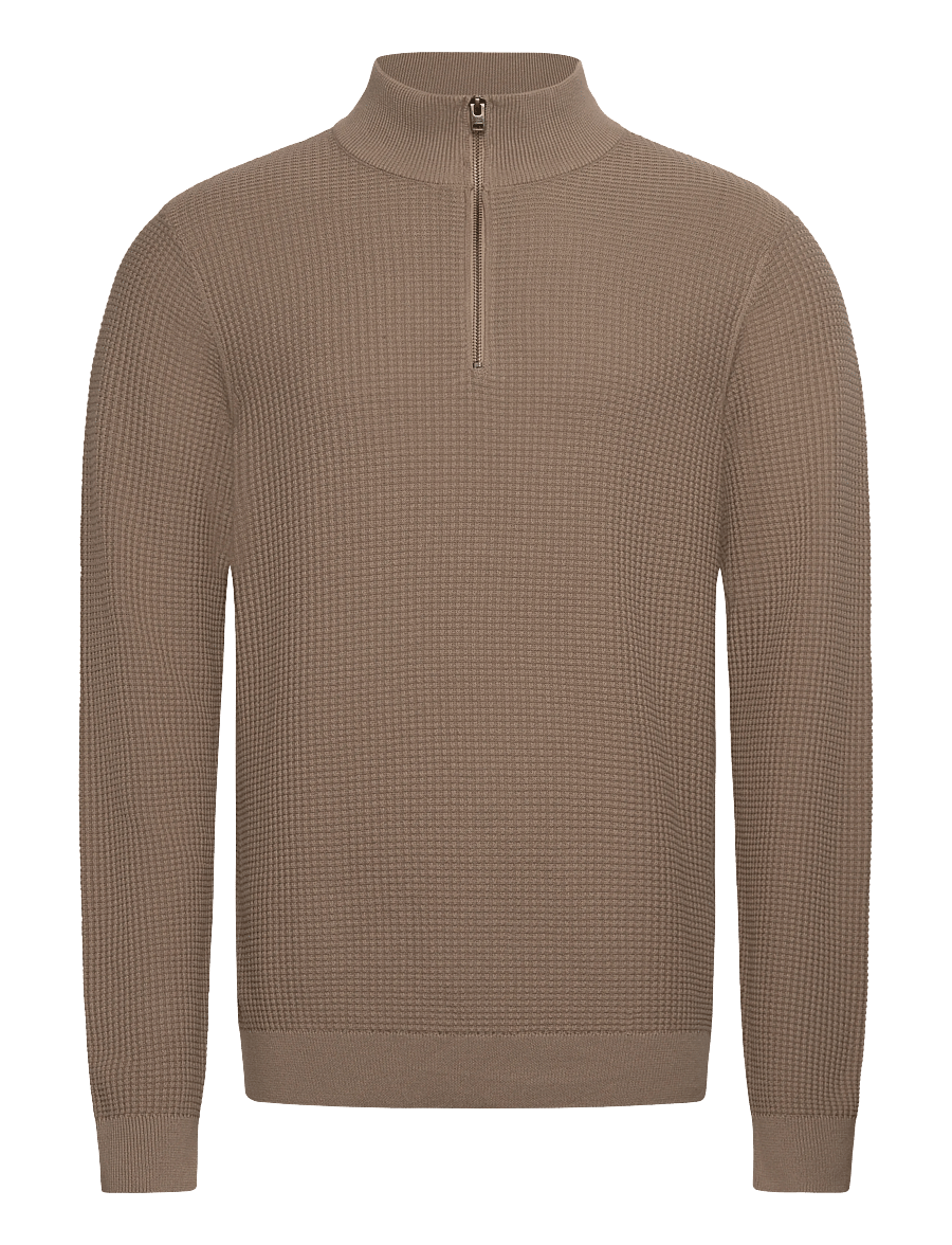 Casual Friday - CFVISTI 0225 structured halfzip kni - pullover mit halbem reißverschluss - roasted cashew - 0