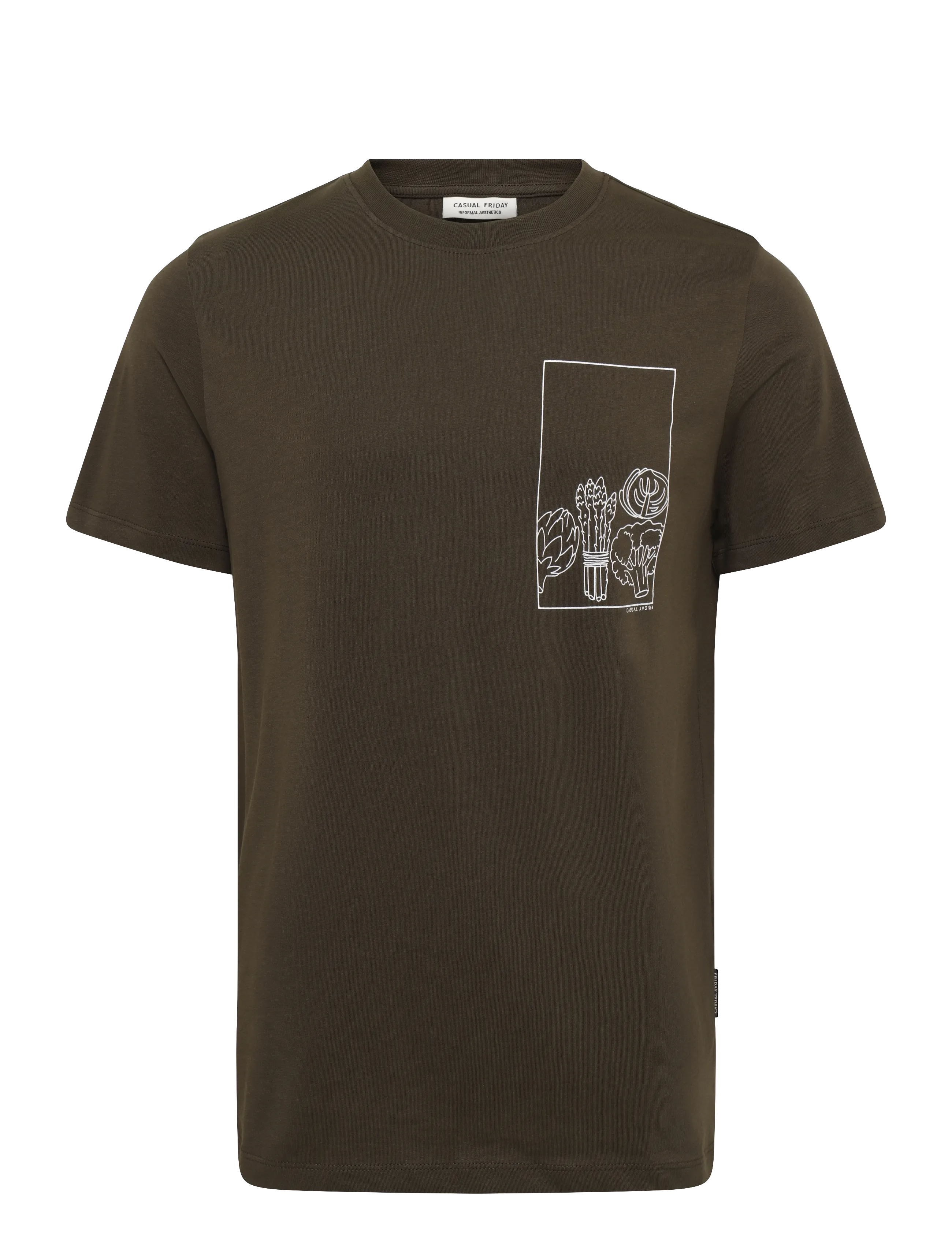 Casual Friday CFANSGAR tee with chect print - T-Shirts - BLACK OLIVE / khaki/green