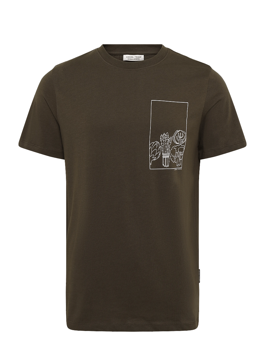 Casual Friday - CFANSGAR tee with chect print - black olive - 0