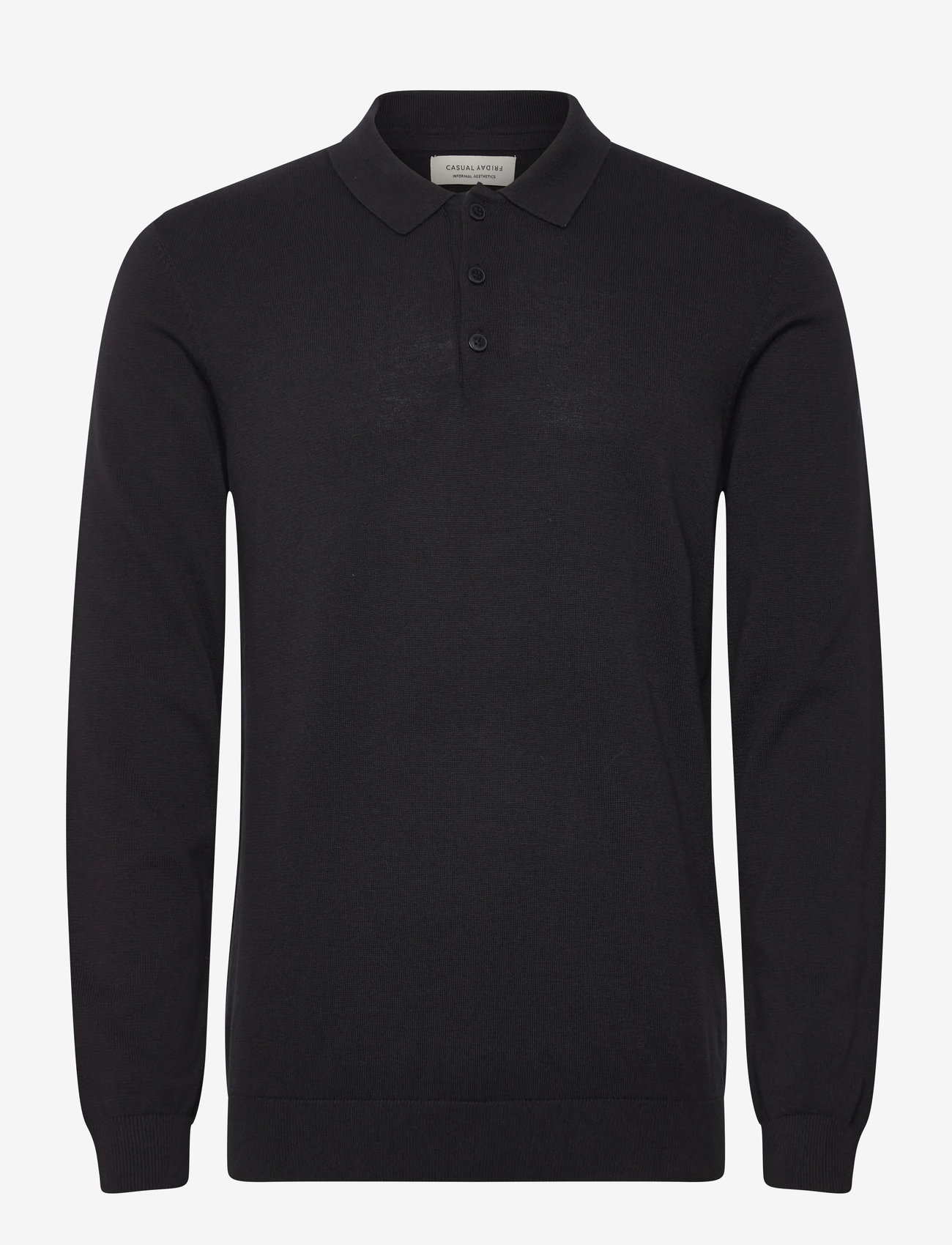 Casual Friday - CFOSVALD fine knitted polo knit - stickade pikéer - dark navy - 0