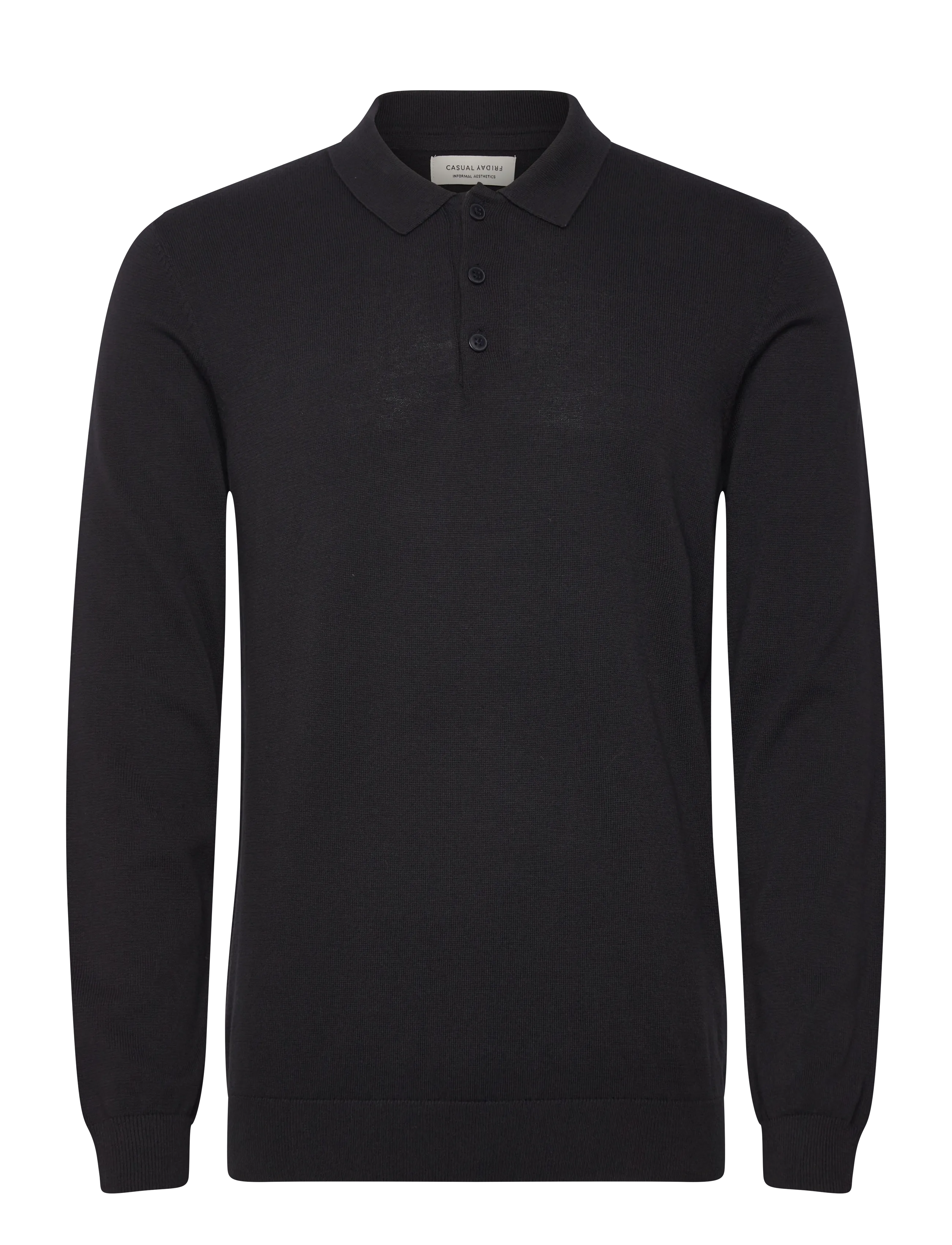 Casual Friday CFOSVALD fine knitted polo knit - Strickmode - DARK NAVY / black