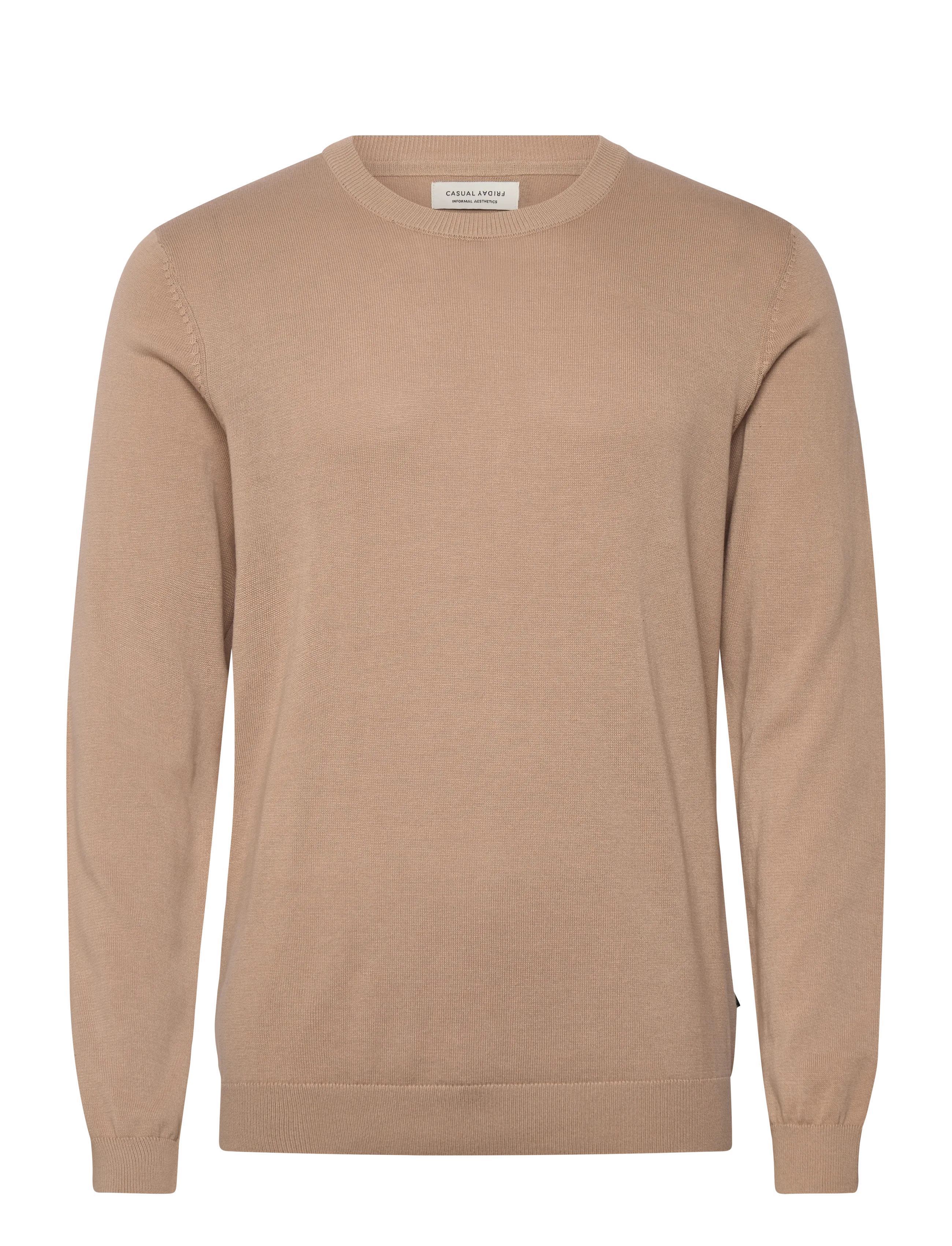 Casual Friday CFOSVALD fine knitted crew neck kni - Strik - SILVER MINK / beige