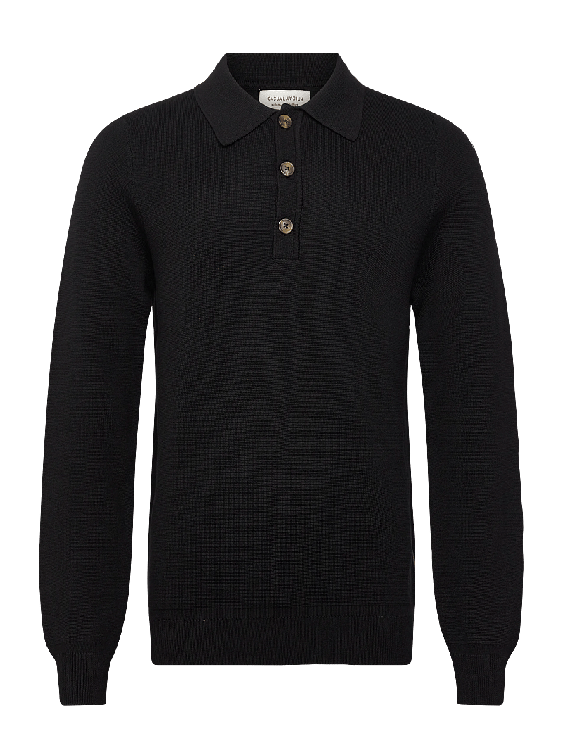 Casual Friday - CFABEL 0231 MILANO POLO KNIT - neulotut poolot - black beauty - 0