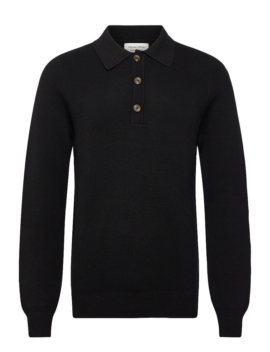 Casual Friday - CFABEL 0231 MILANO POLO KNIT - poloer i strik med lange ærmer - black beauty - 0