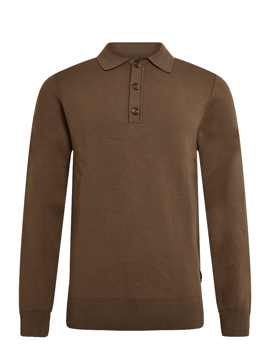 Casual Friday - CFABEL 0231 MILANO POLO KNIT - long-sleeved knitted polos - sepia - 0