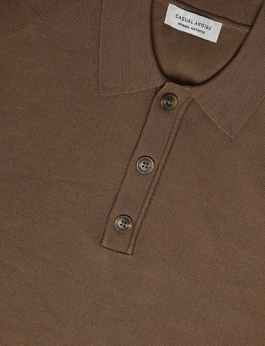Casual Friday - CFABEL 0231 MILANO POLO KNIT - long-sleeved knitted polos - sepia - 2