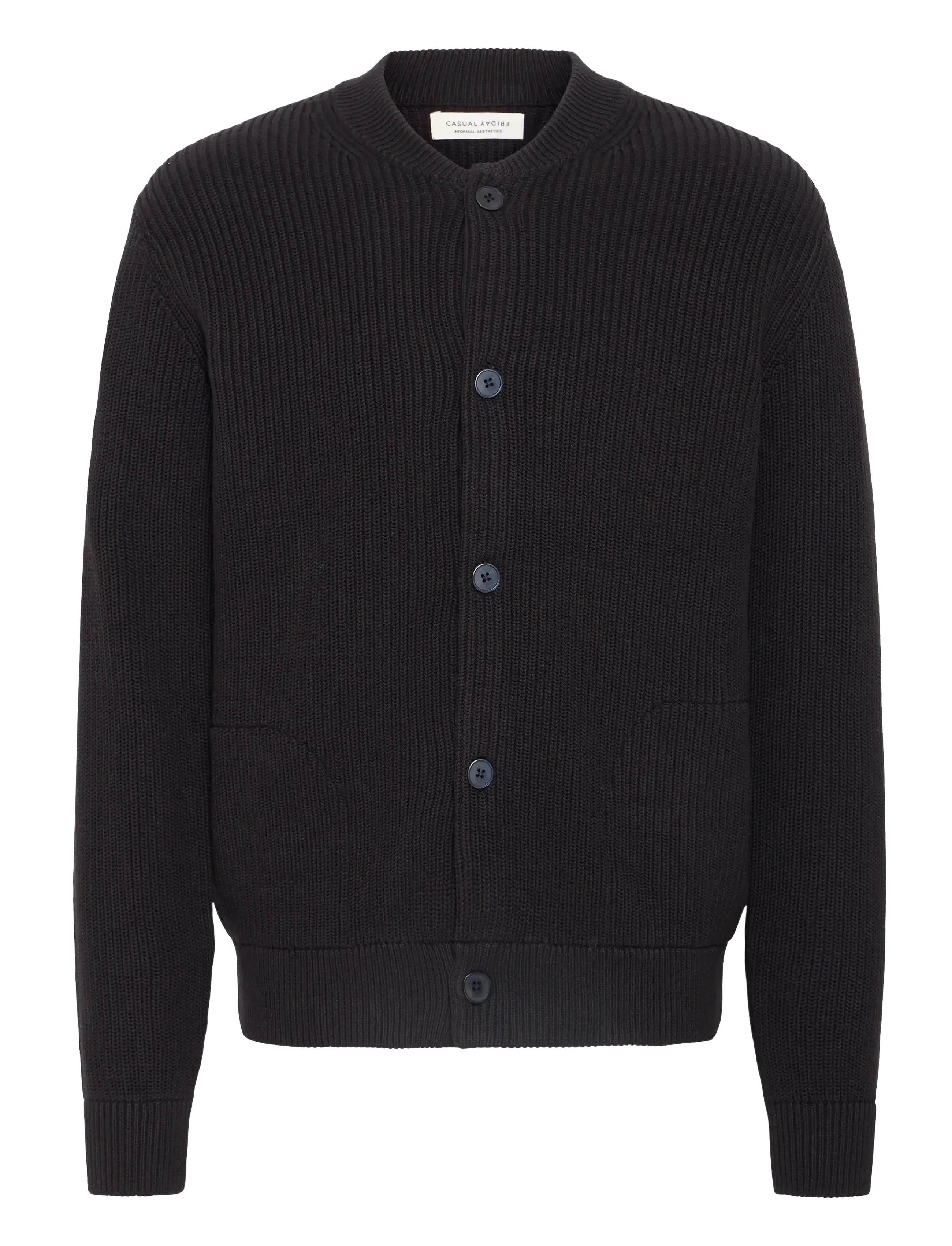 Casual Friday CFRODHE BASEBALL KNIT CARDIGAN - Strickmode - BLACK BEAUTY / black