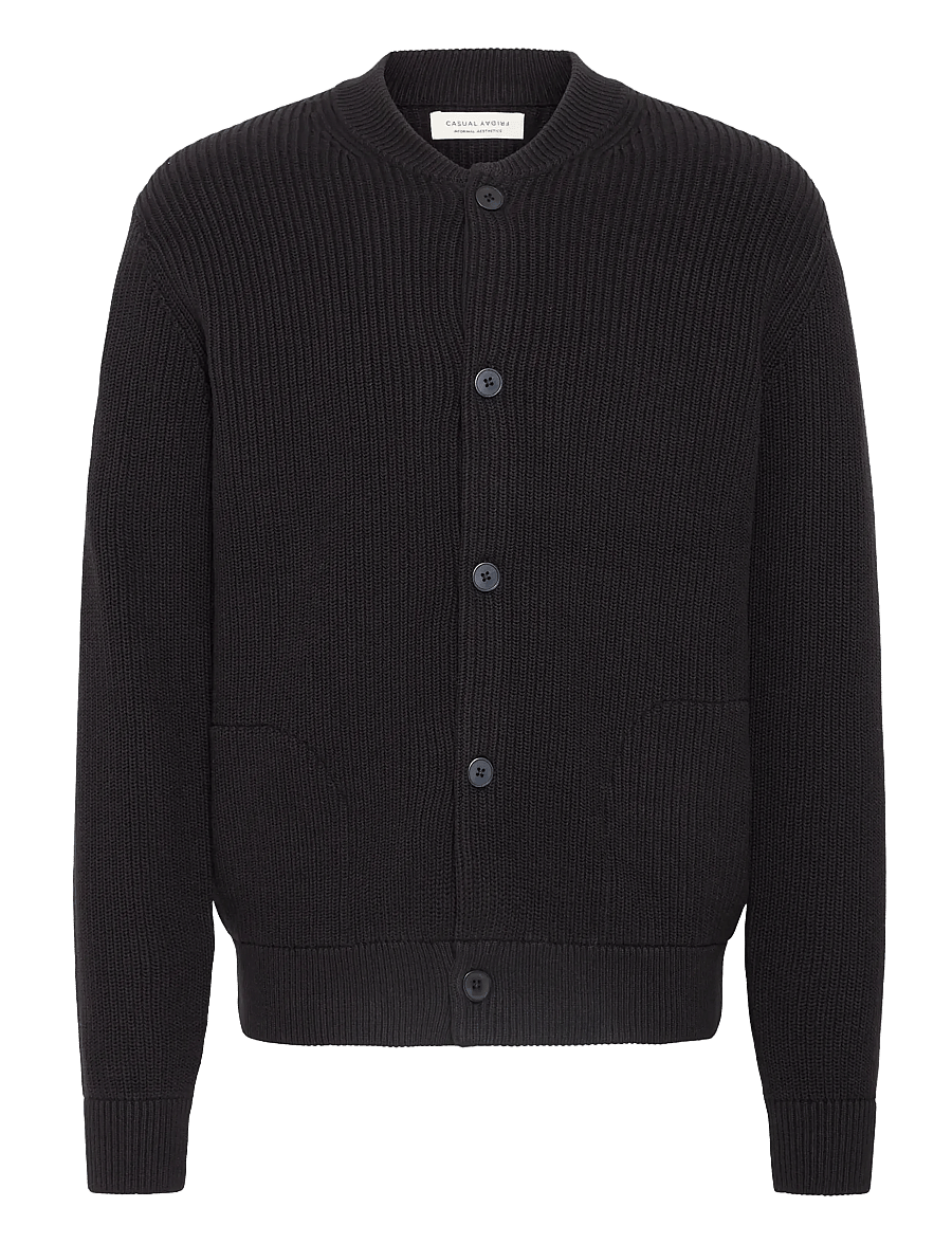 Casual Friday - CFRODHE BASEBALL KNIT CARDIGAN - gilets - black beauty - 1