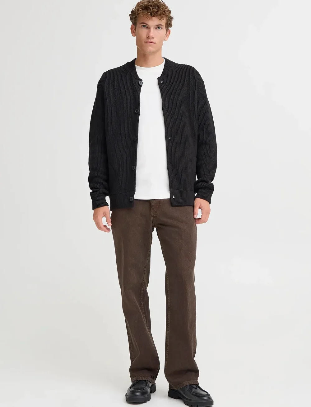 Casual Friday - CFRODHE BASEBALL KNIT CARDIGAN - cardigans - black beauty - 0