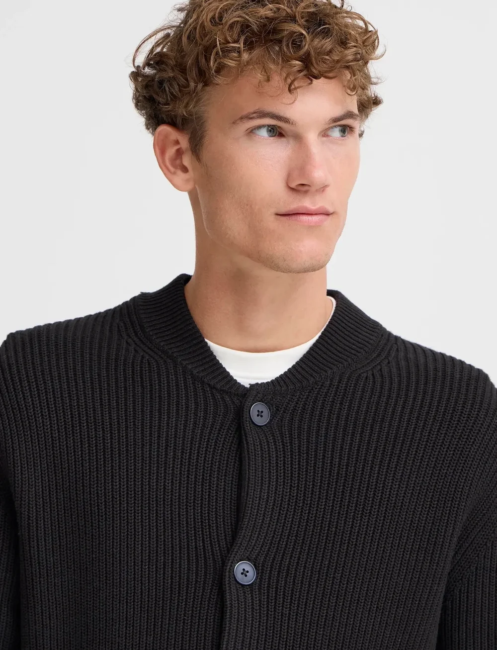 Casual Friday - CFRODHE BASEBALL KNIT CARDIGAN - cardigans - black beauty - 5