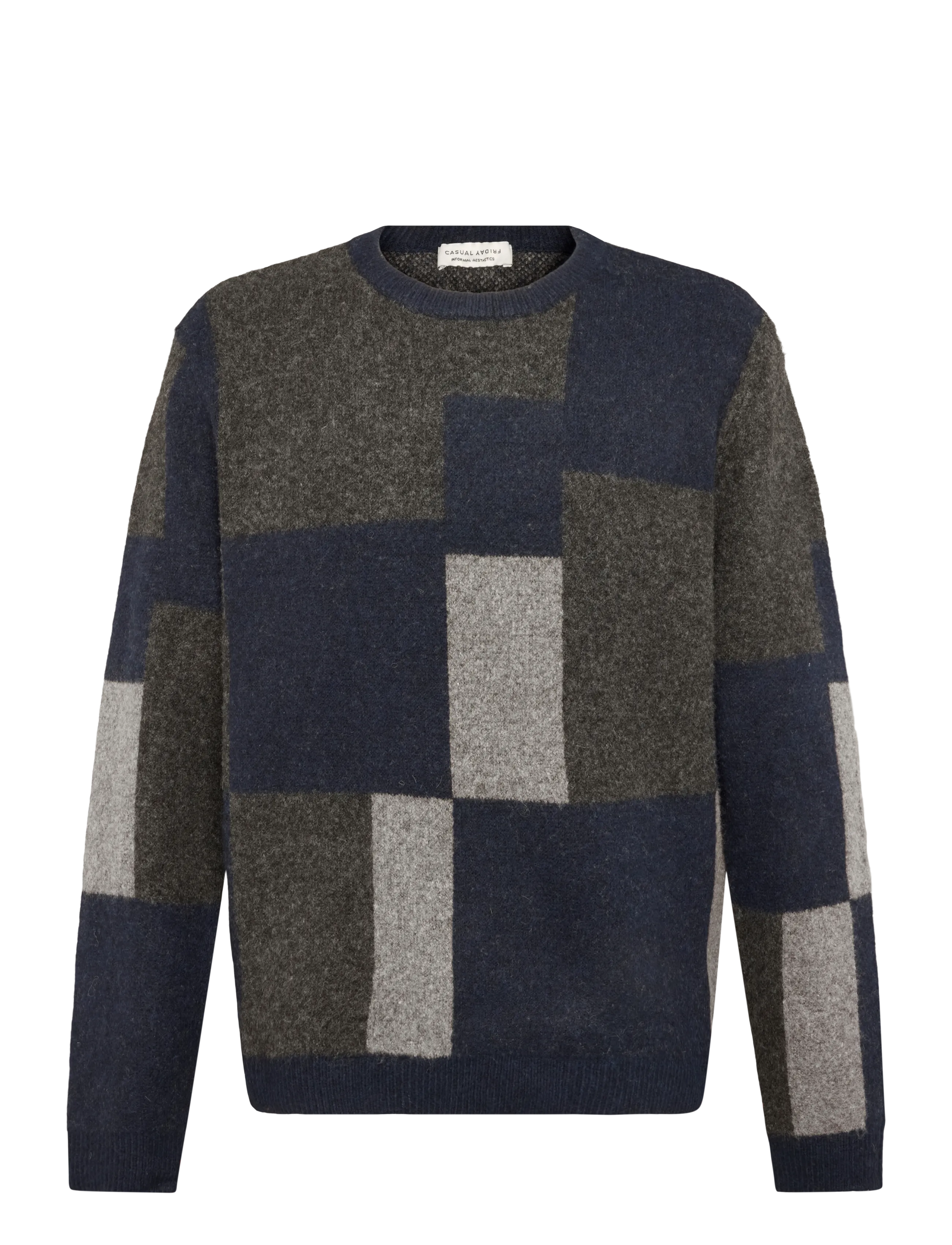 Casual Friday CFWIREN GEOMETRIC KNIT - Ümara kaelusega - DARK NAVY / navy