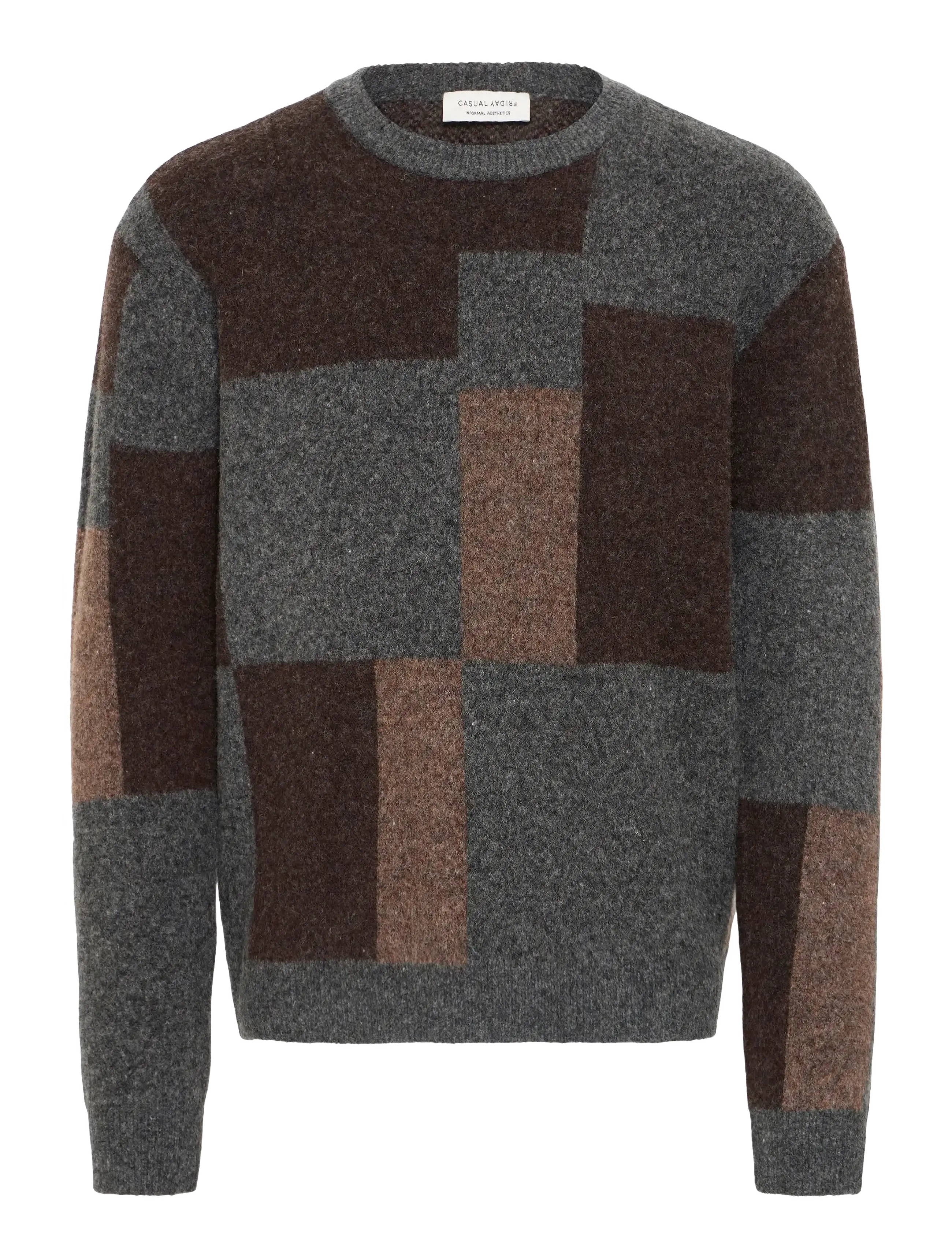 Casual Friday CFWIREN GEOMETRIC KNIT - Strickmode - DEMITASSE / multi