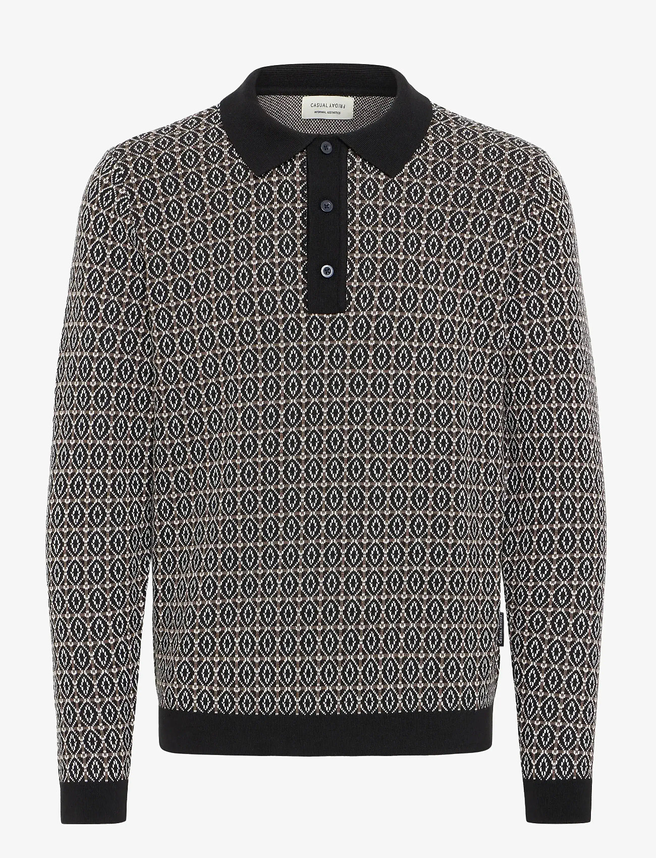 Casual Friday - CFWIK JAQUARD KNIT - langärmelig - black beauty - 0