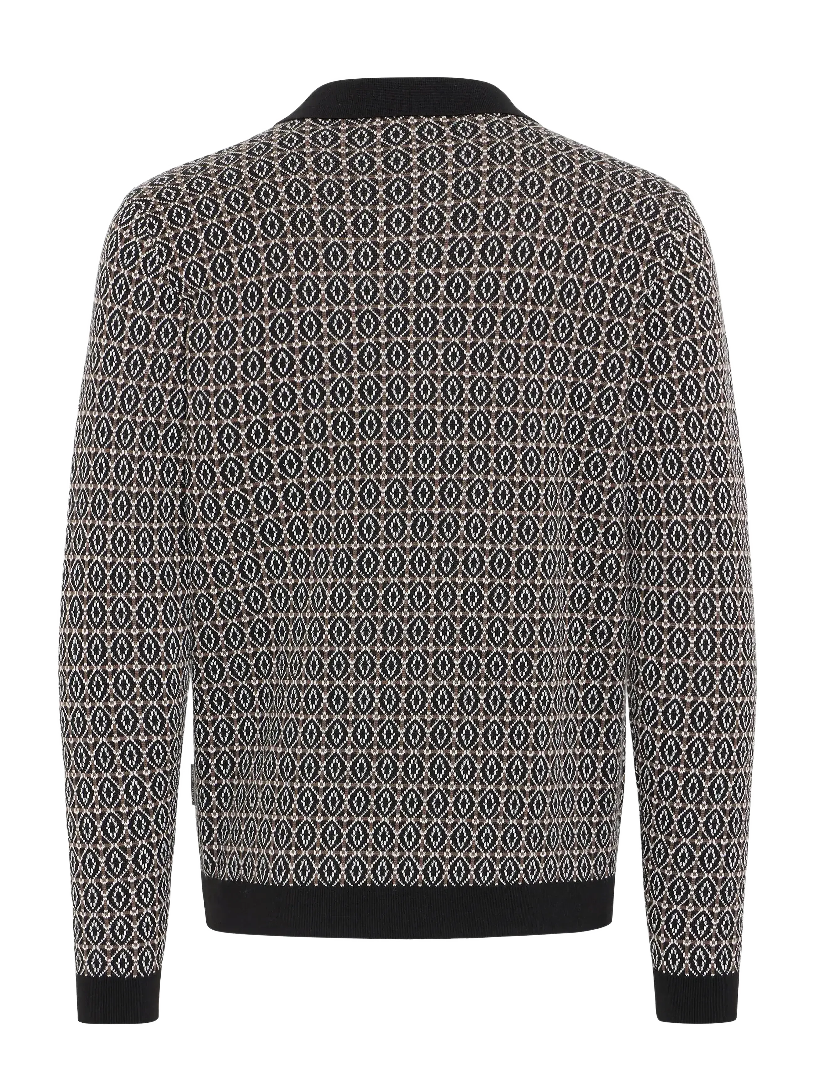 Casual Friday - CFWIK JAQUARD KNIT - pikkade varrukatega polod - black beauty - 2