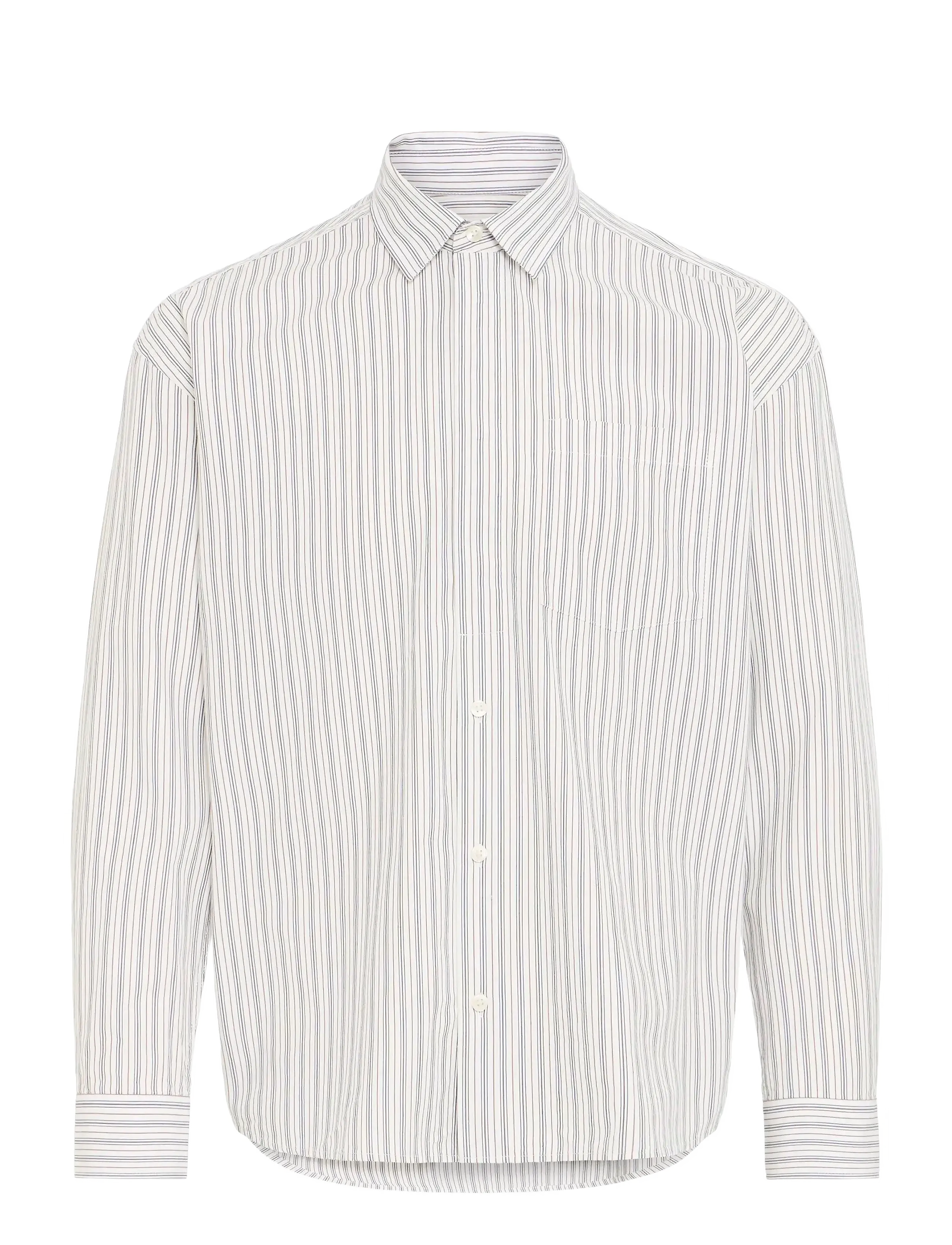 Casual Friday CFKNUD THIN STRIPED SHIRT - Deals - BLACK IRIS / cream