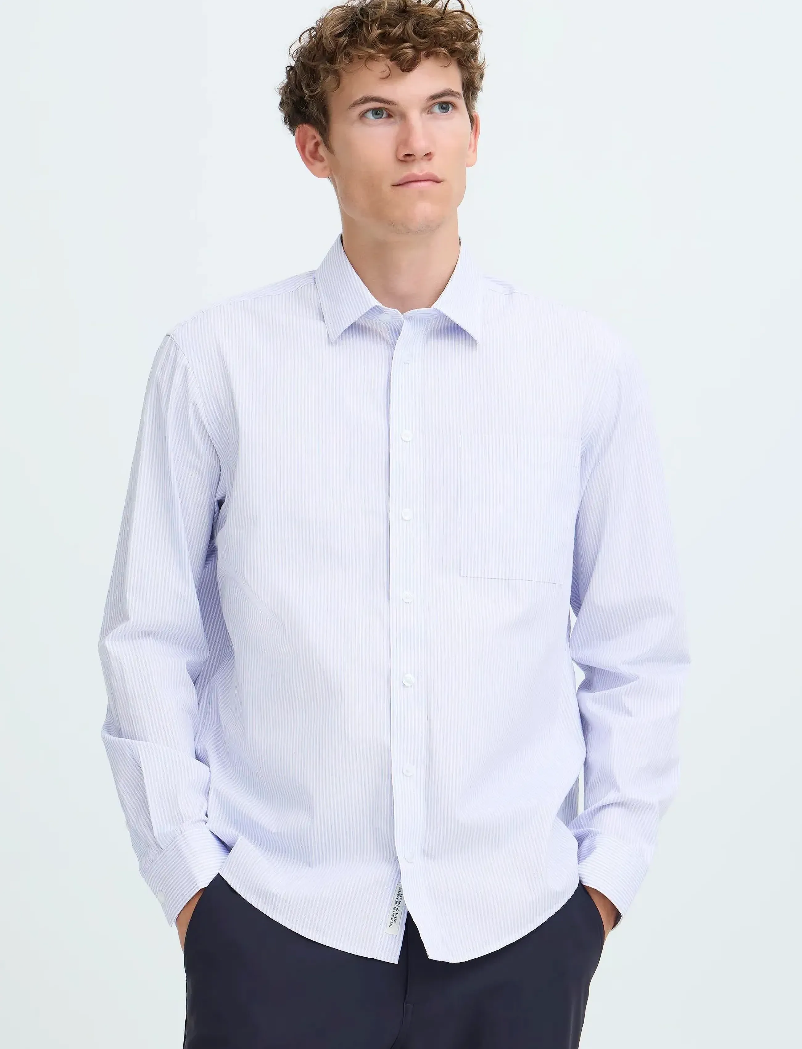 Casual Friday - CFBJØRN STRIPED SHIRT - snow white - 3