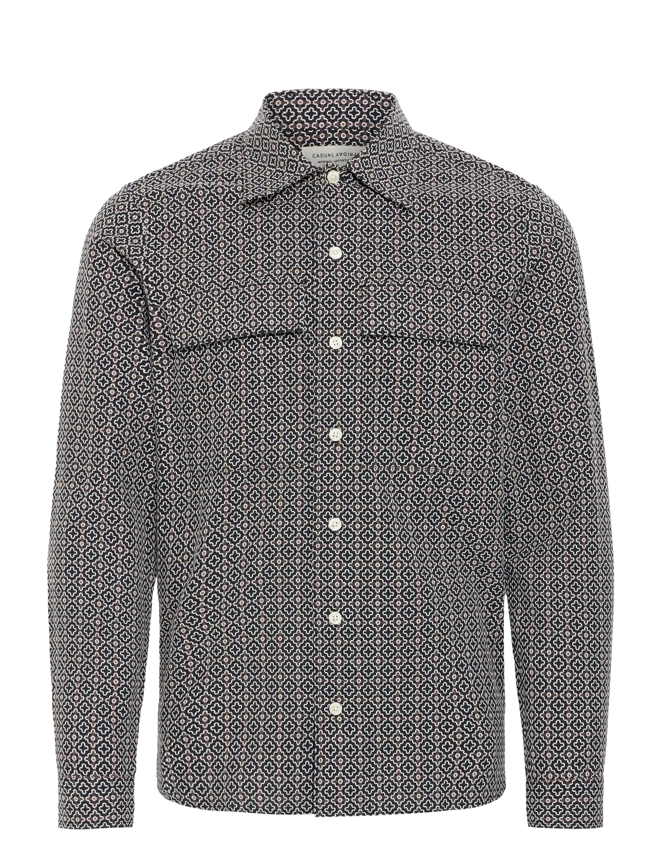 Casual Friday CFBORGH JAQUARD SHIRT - Skjorter - BLACK BEAUTY / grey