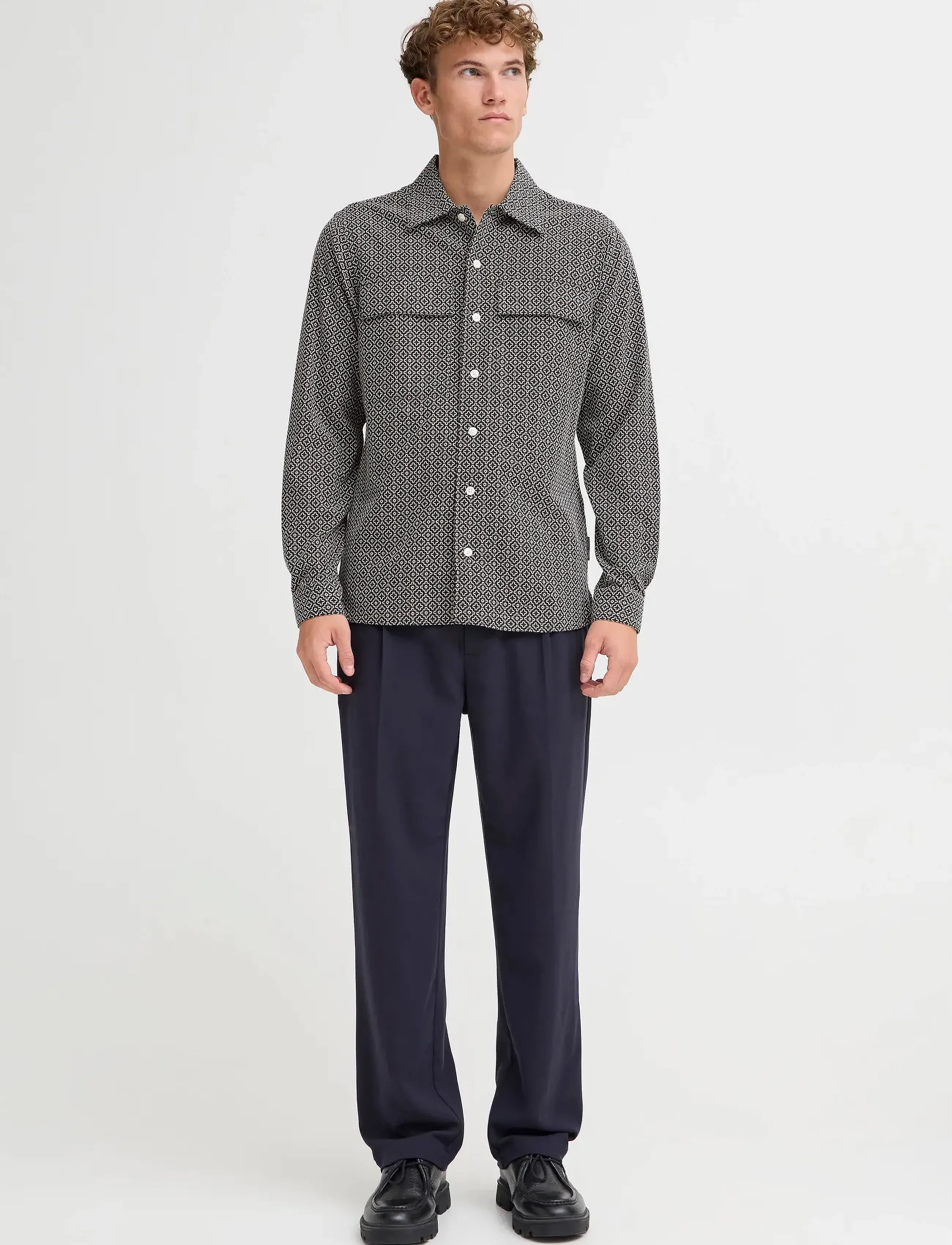 Casual Friday CFBORGH JAQUARD SHIRT - Deals - BLACK BEAUTY / grey