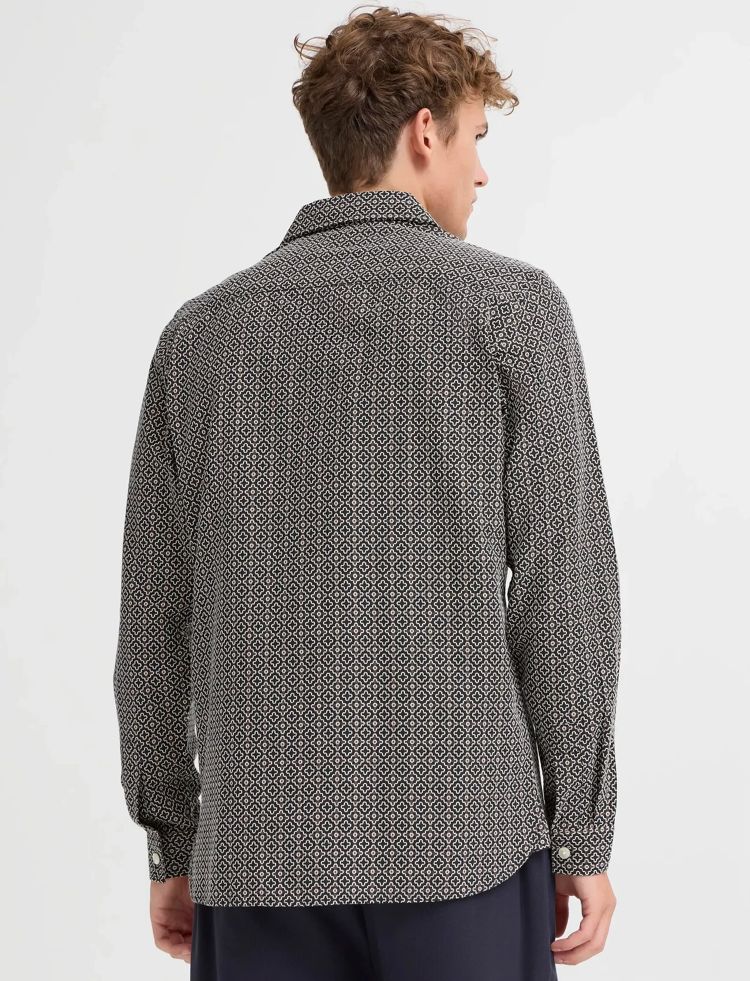 Casual Friday - CFBORGH JAQUARD SHIRT - mustriga särgid - black beauty - 4