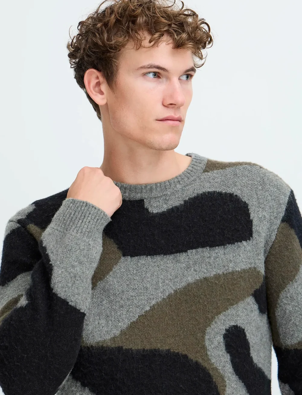 Casual Friday - CFESKO CREW NECK KNIT - megztiniai su apvalia apykakle - castlerock melange - 5