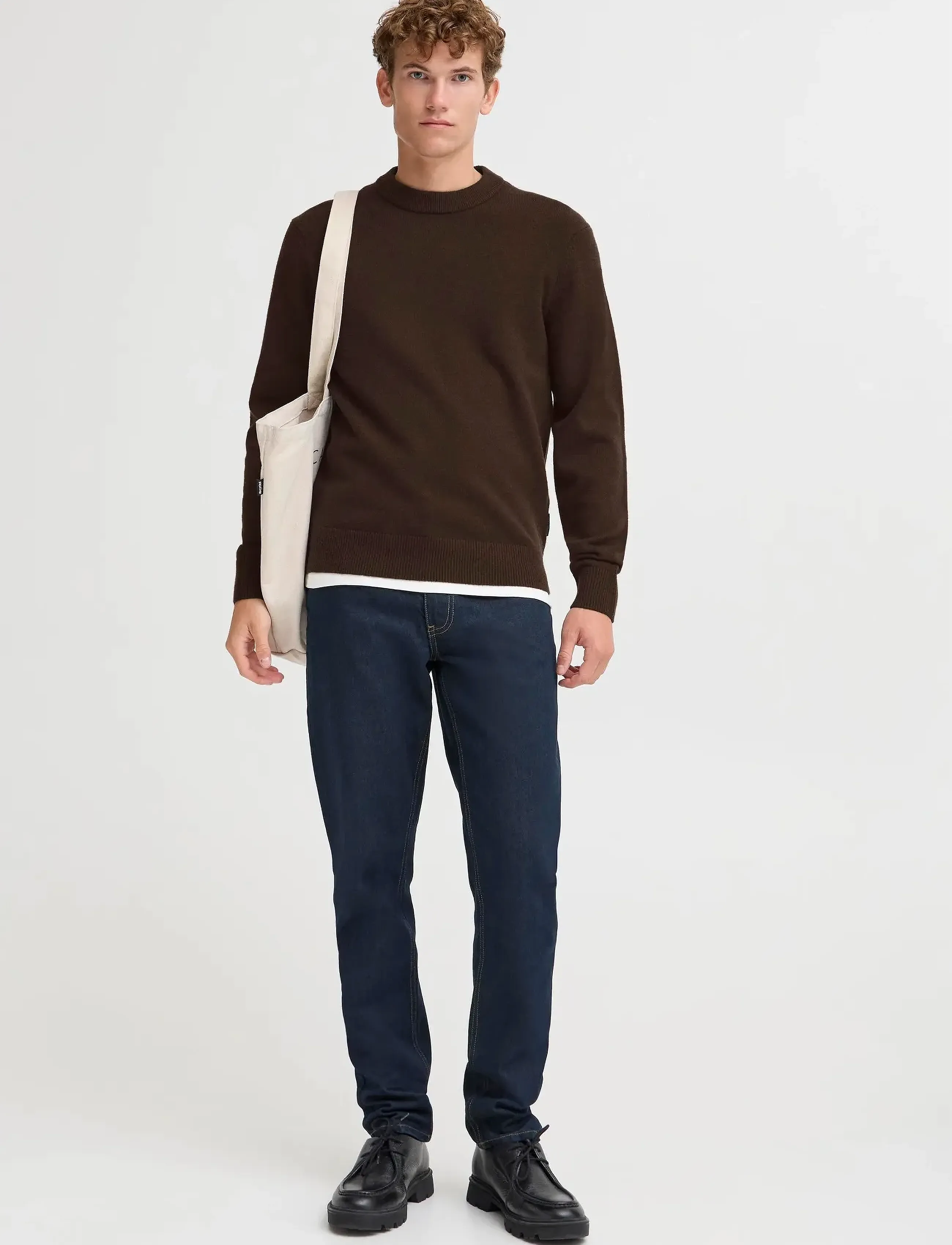 Casual Friday CFANDRO 0247 CREW NECK KNIT - Looks for less - DEMITASSE MELANGE / brown