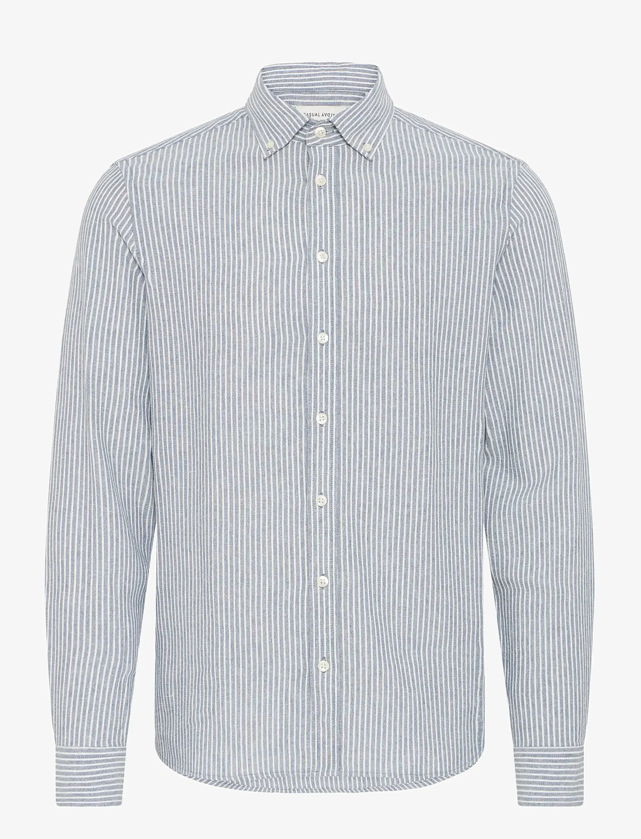 Casual Friday - CFHANES LINEN MIX LS SHIRT - gestreifte hemden - bering sea melange - 1