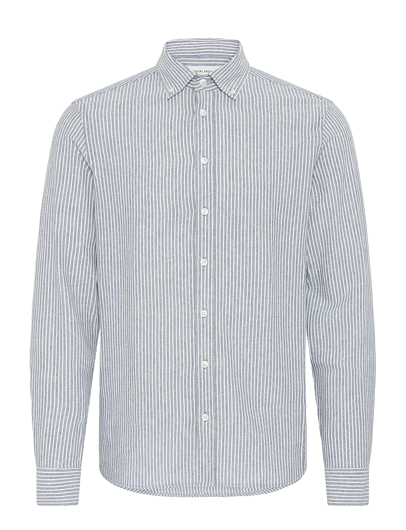 Casual Friday - CFHANES LINEN MIX LS SHIRT - gestreifte hemden - bering sea melange - 1