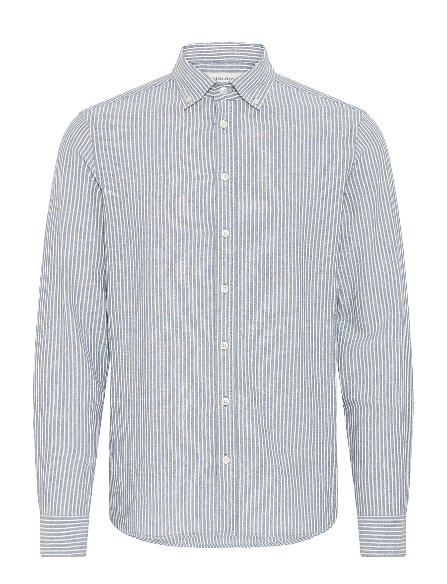 Casual Friday - CFHANES LINEN MIX LS SHIRT - stribede skjorter - bering sea melange - 1