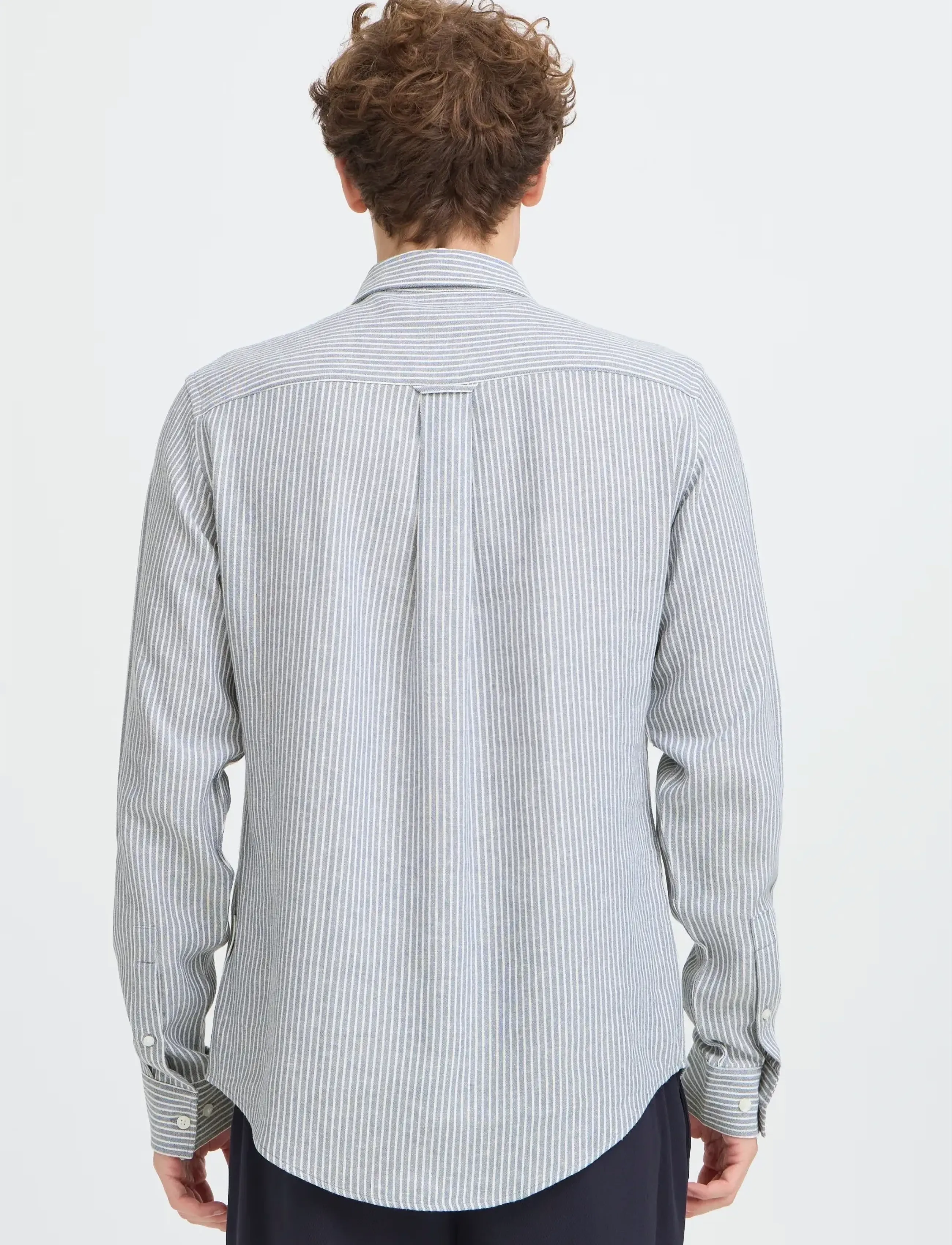 Casual Friday - CFHANES LINEN MIX LS SHIRT - stribede skjorter - bering sea melange - 4