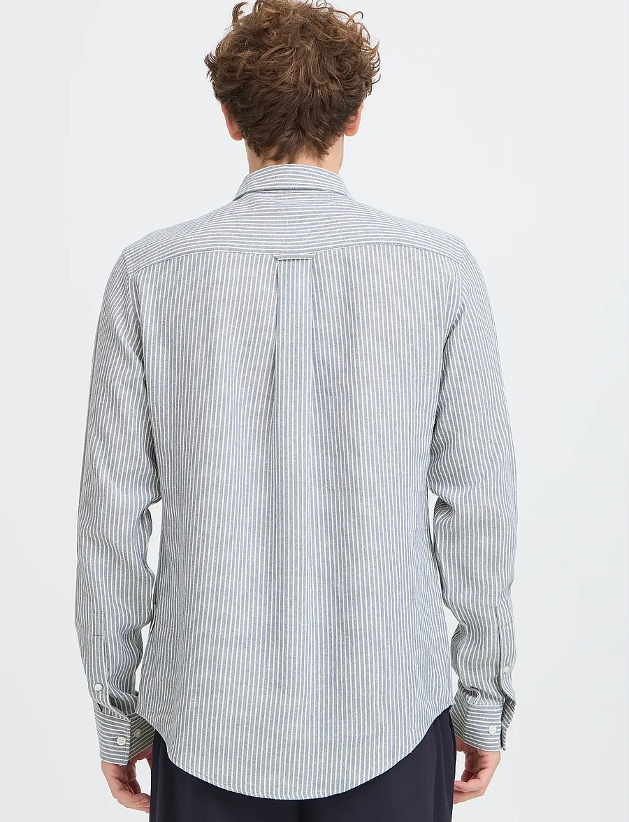 Casual Friday - CFHANES LINEN MIX LS SHIRT - stribede skjorter - bering sea melange - 4