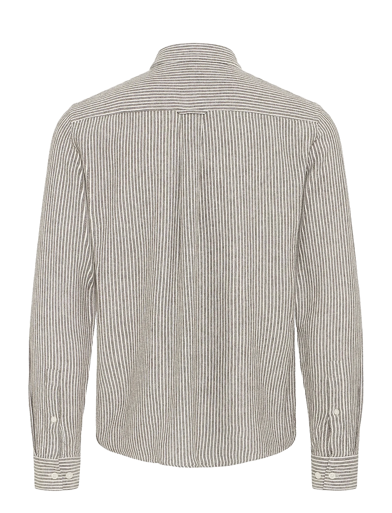 Casual Friday - CFHANES LINEN MIX LS SHIRT - gestreifte hemden - major brown melange - 2