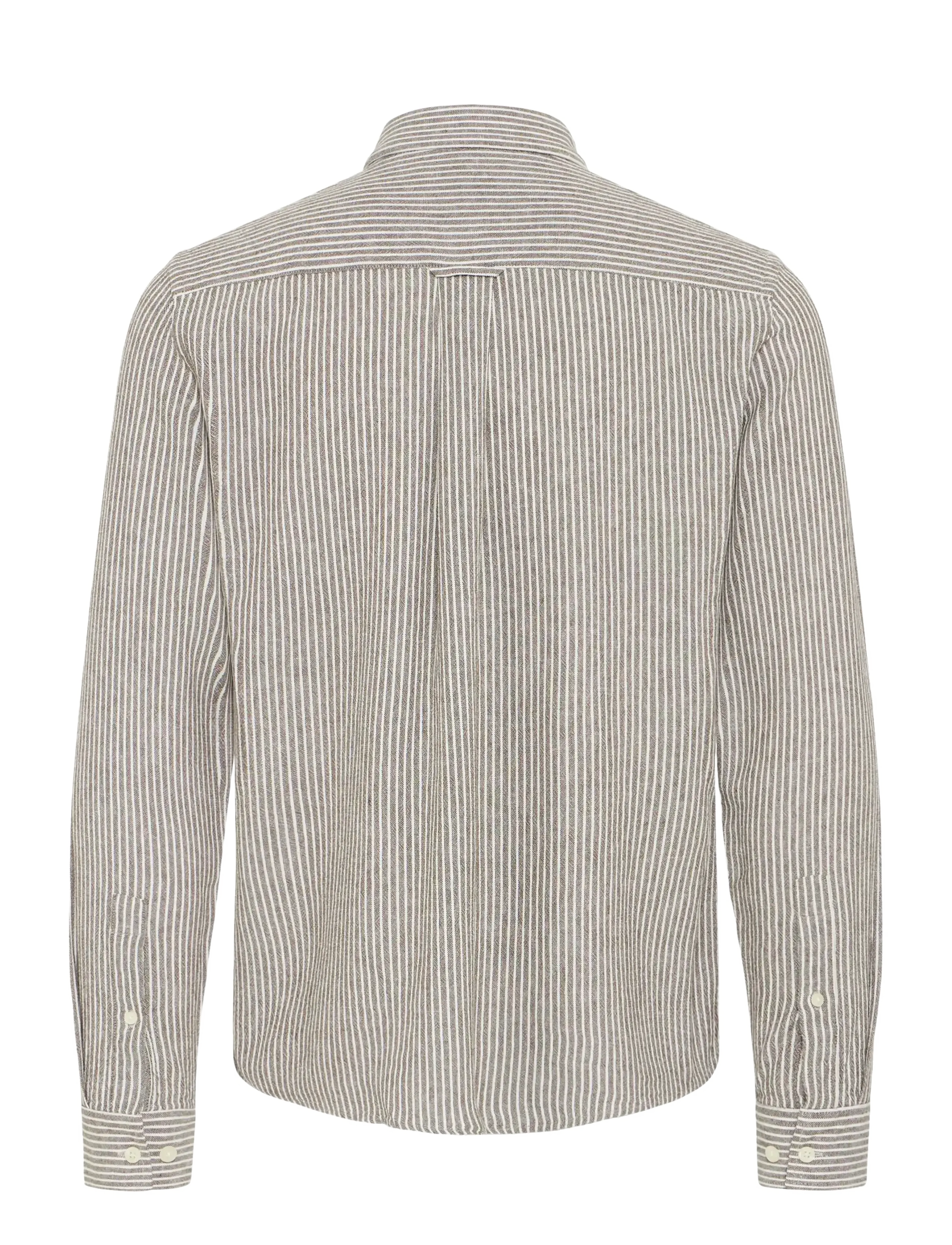 Casual Friday - CFHANES LINEN MIX LS SHIRT - triibulised särgid - major brown melange - 2