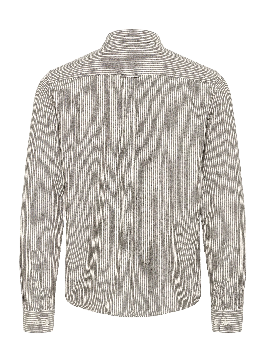 Casual Friday - CFHANES LINEN MIX LS SHIRT - triibulised särgid - major brown melange - 2