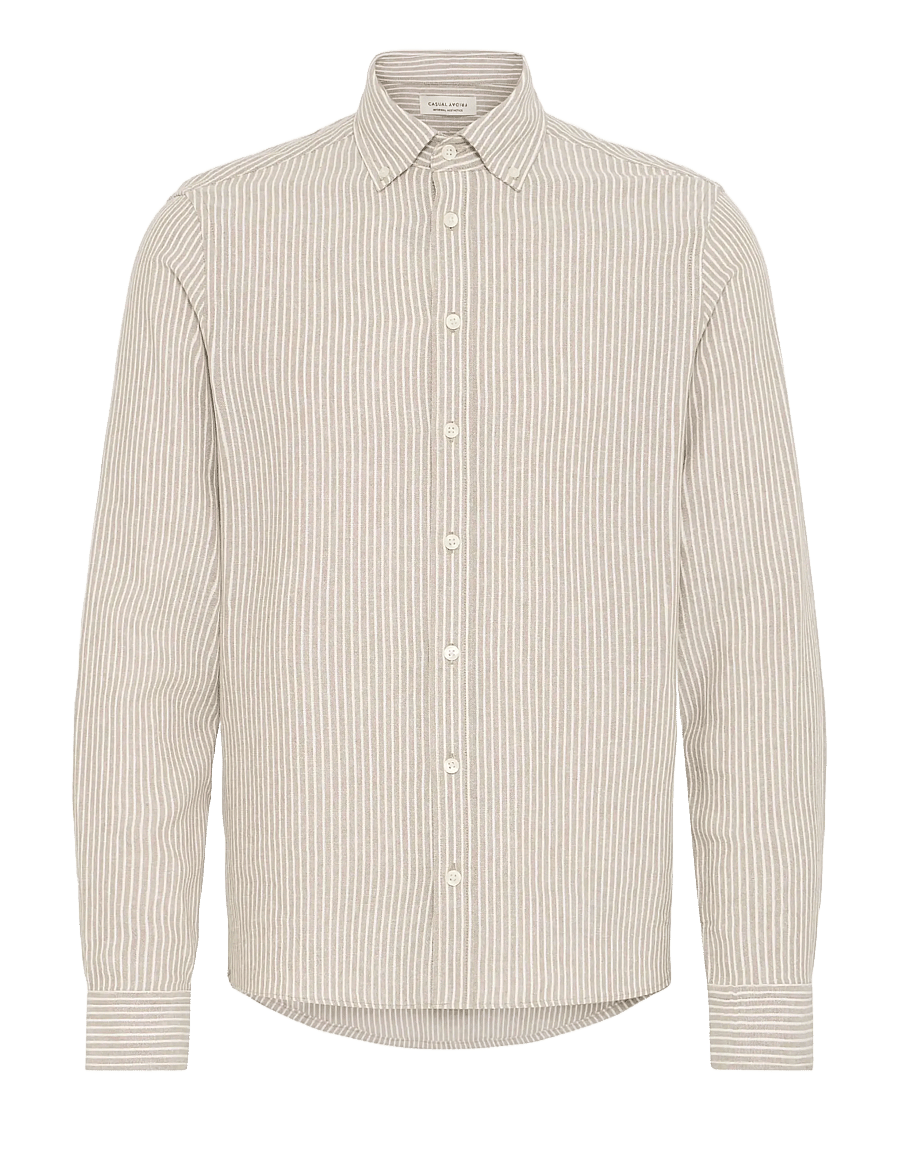 Casual Friday - CFHANES LINEN MIX LS SHIRT - stribede skjorter - silver sage - 1