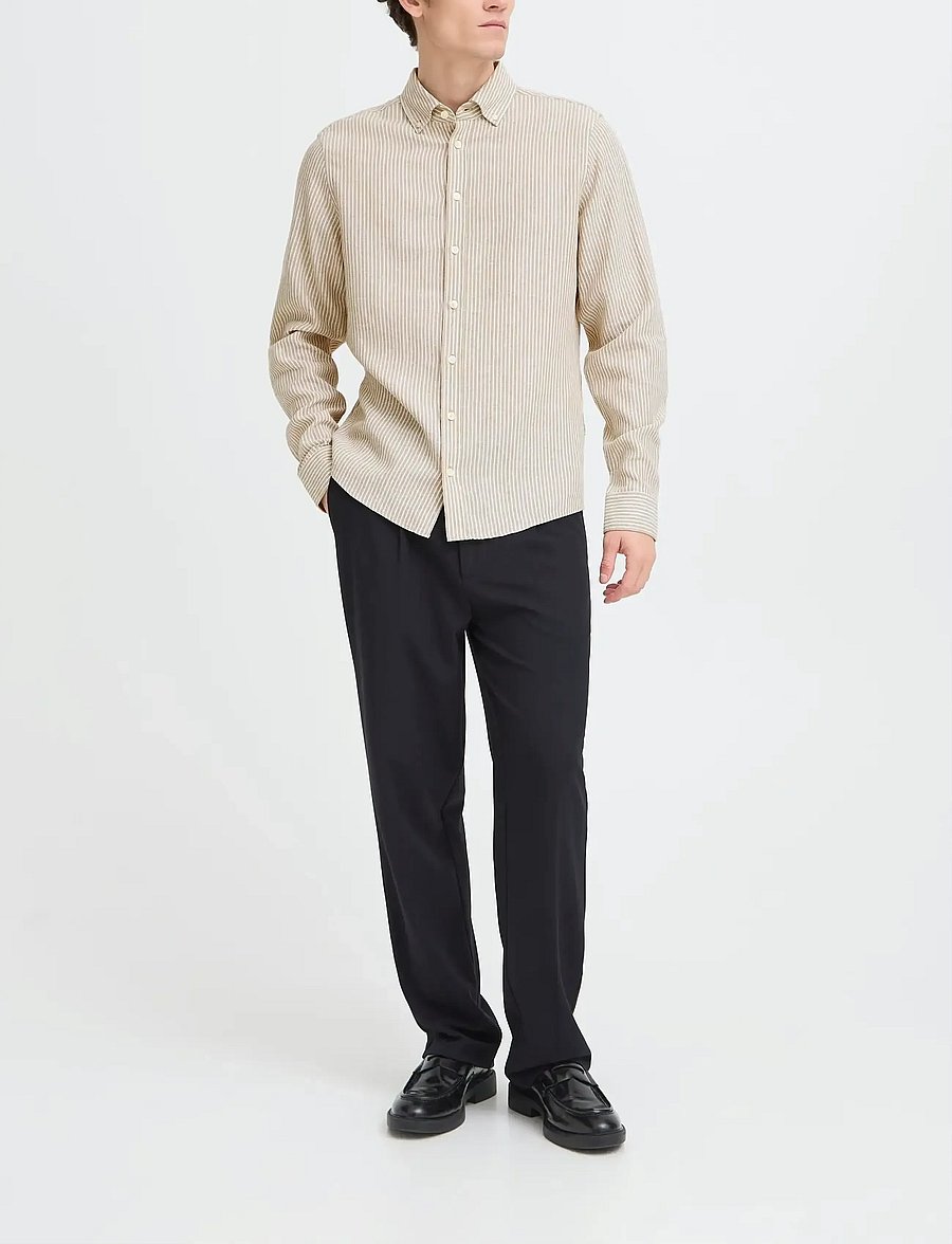 Casual Friday - CFHANES LINEN MIX LS SHIRT - stribede skjorter - silver sage - 3