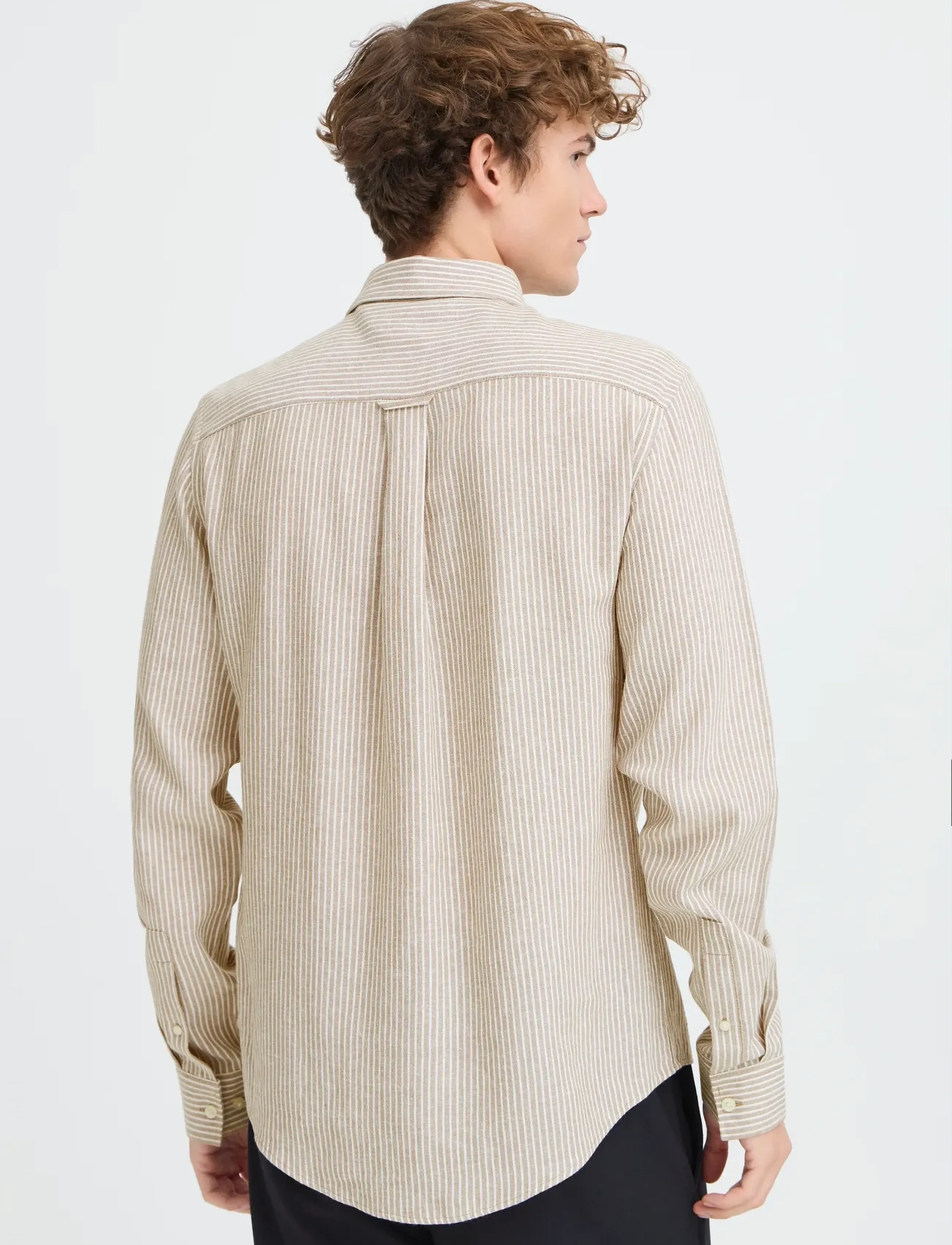 Casual Friday - CFHANES LINEN MIX LS SHIRT - stribede skjorter - silver sage - 4