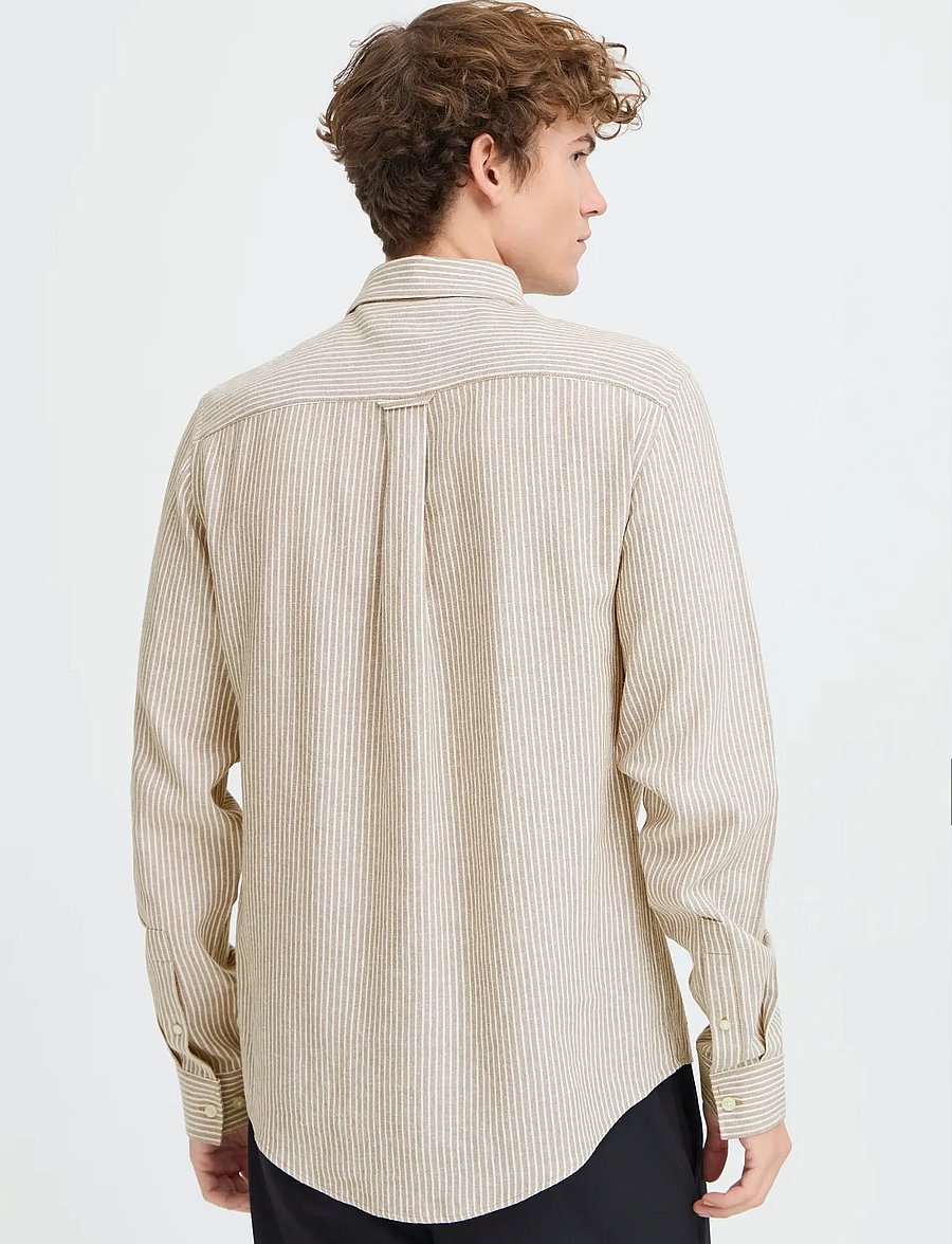 Casual Friday - CFHANES LINEN MIX LS SHIRT - stribede skjorter - silver sage - 4