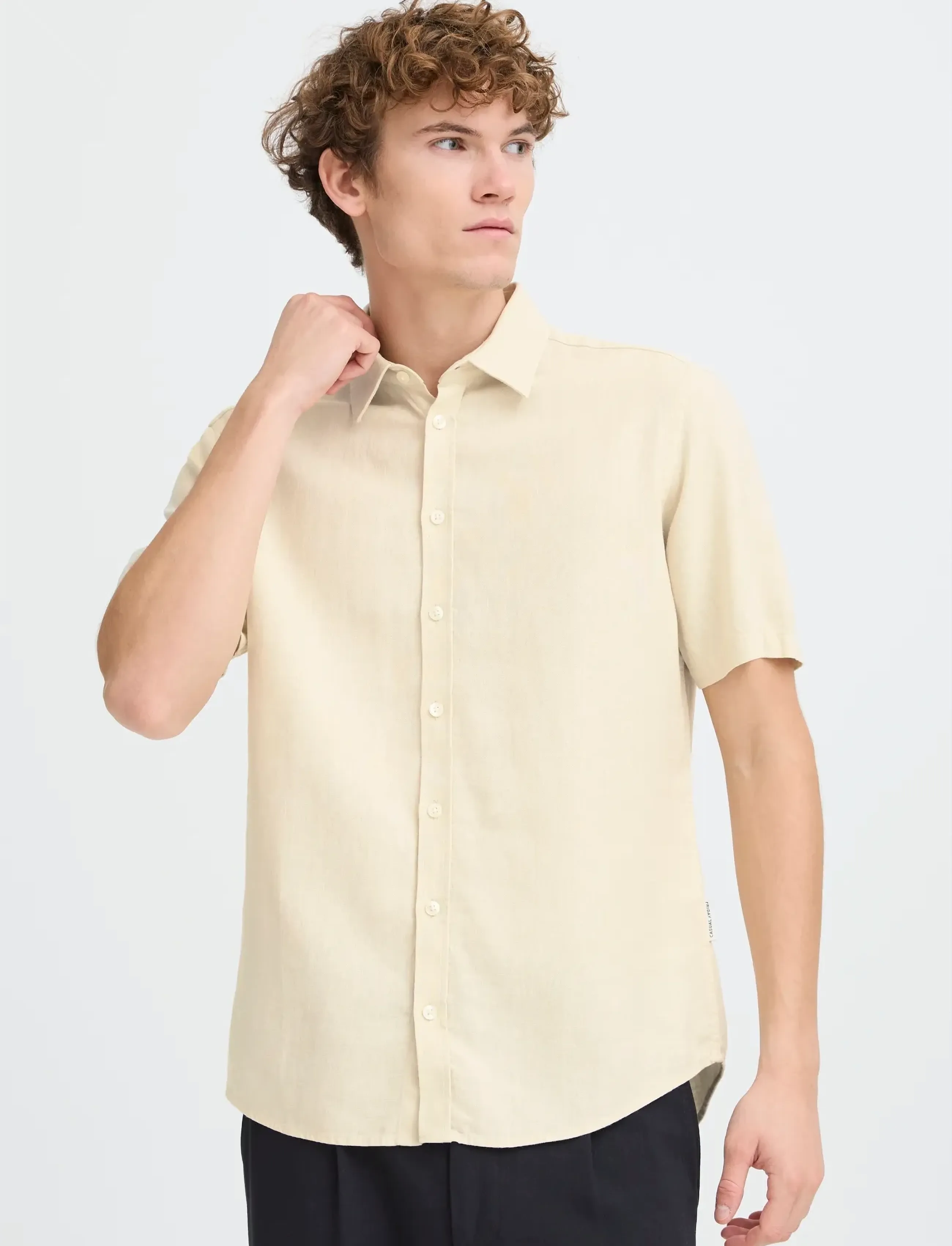 Casual Friday - CFHANES SS LINEN MIX SHIRT - hørskjorter - summer sand - 3