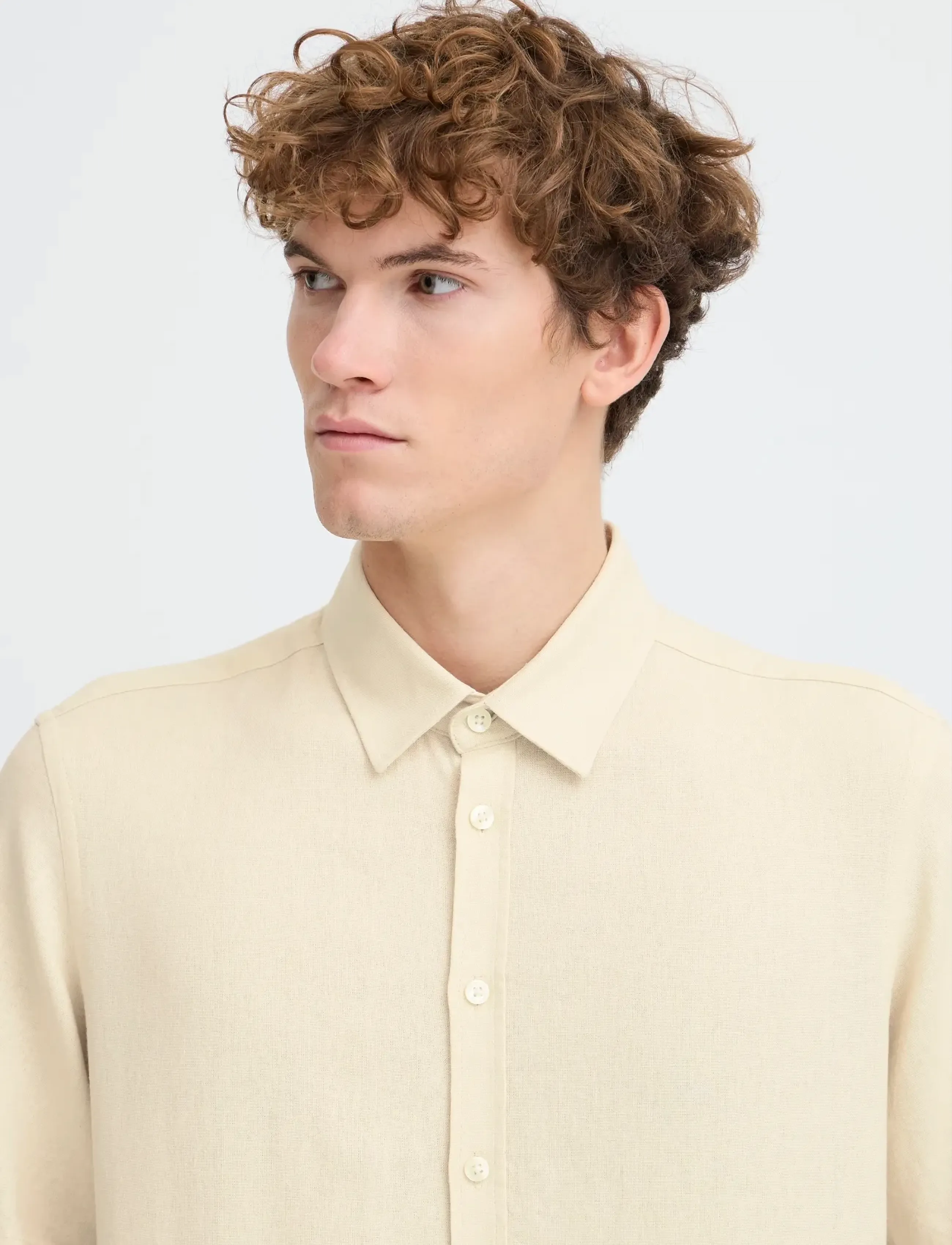 Casual Friday - CFHANES SS LINEN MIX SHIRT - hørskjorter - summer sand - 5