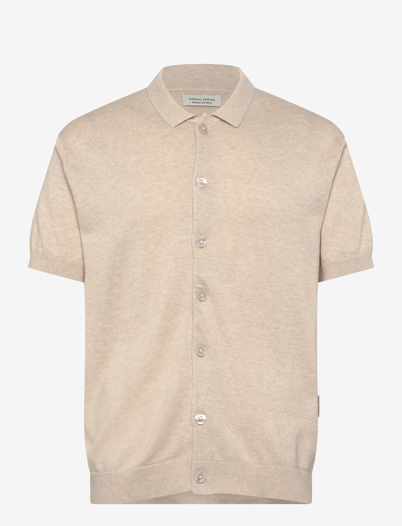 Casual Friday - CFBELLS SS CARDIGAN KNIT - gestrickte polohemden - summer sand melange - 0