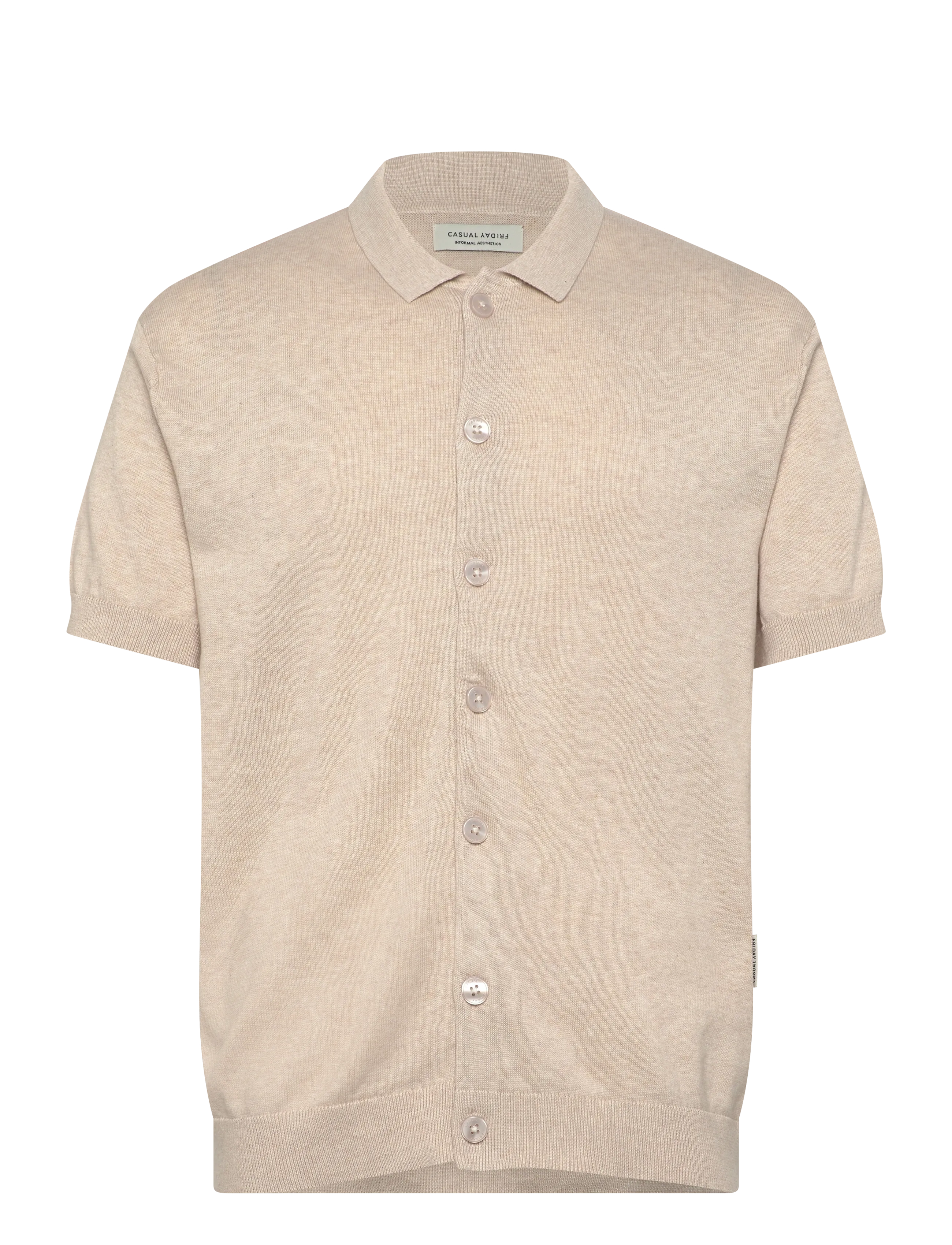 Casual Friday CFBELLS SS CARDIGAN KNIT - Strickmode - SUMMER SAND MELANGE / beige